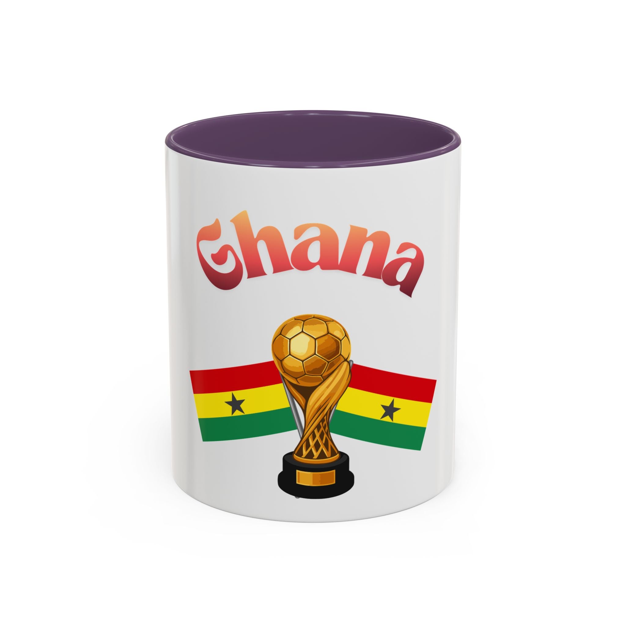 Ghana Soccer Trophy Accent Coffee Mug — Ghana Flag Football Cup Design (11/15oz)