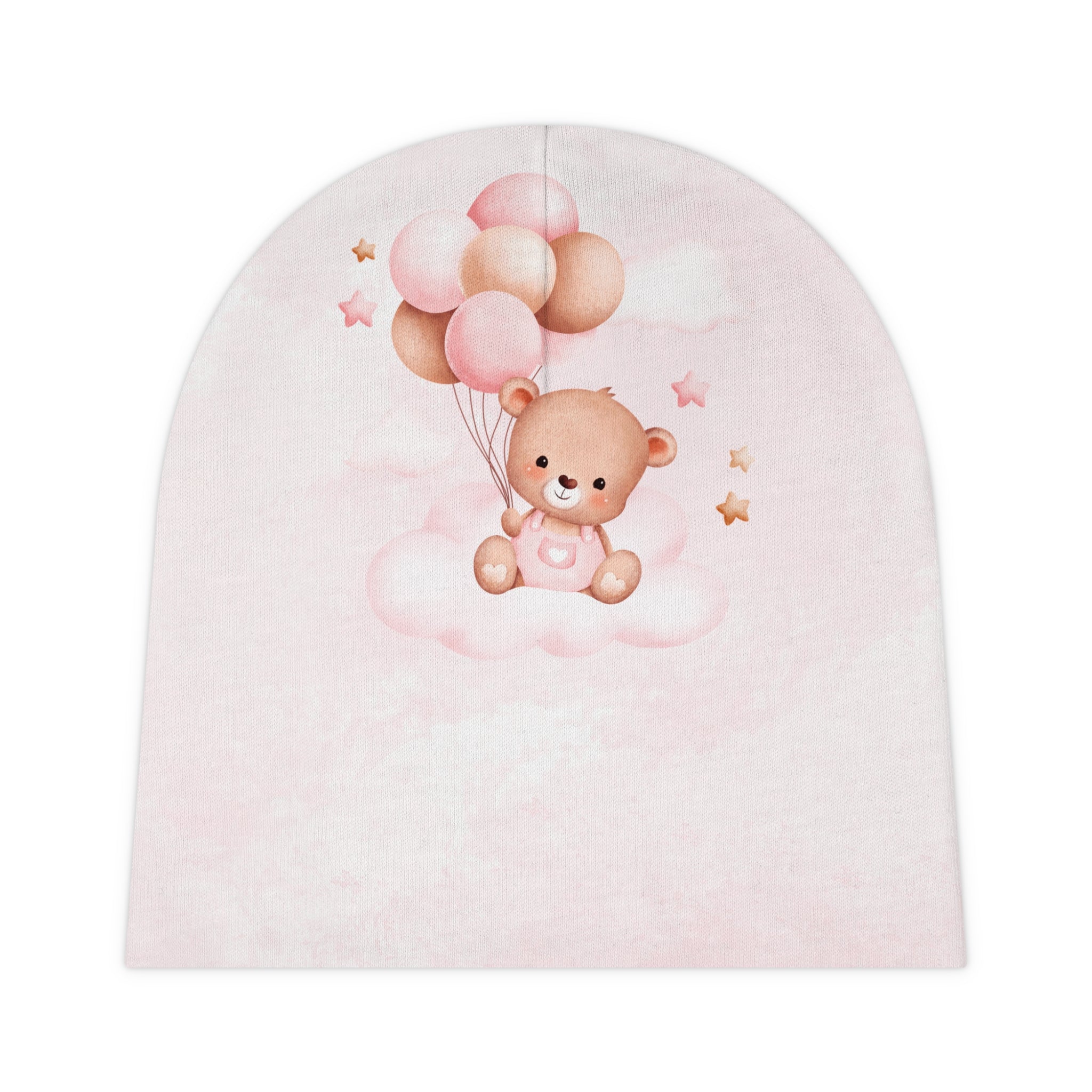 Baby Beanie - Pink Teddy with Balloons Newborn Hat