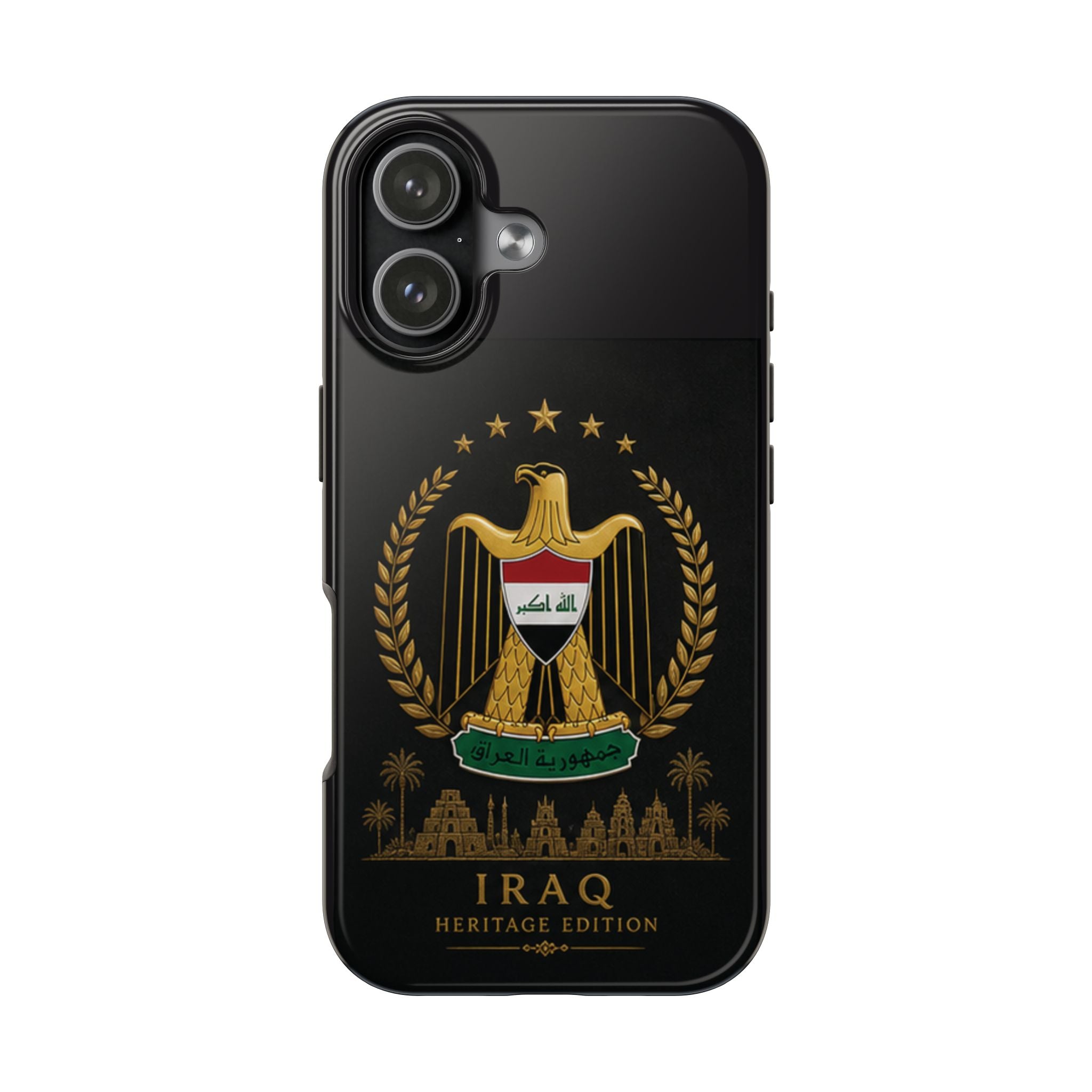 Iraq Coat of Arms Tough Phone Case — Arabic ‘Allahu Akbar’ Military Eagle Design