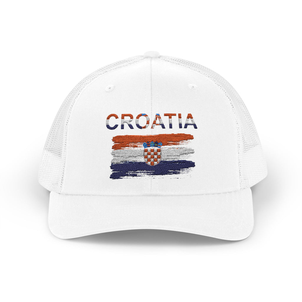 Croatia Flag Trucker Cap — Vintage Distressed Croatia Snapback Hat