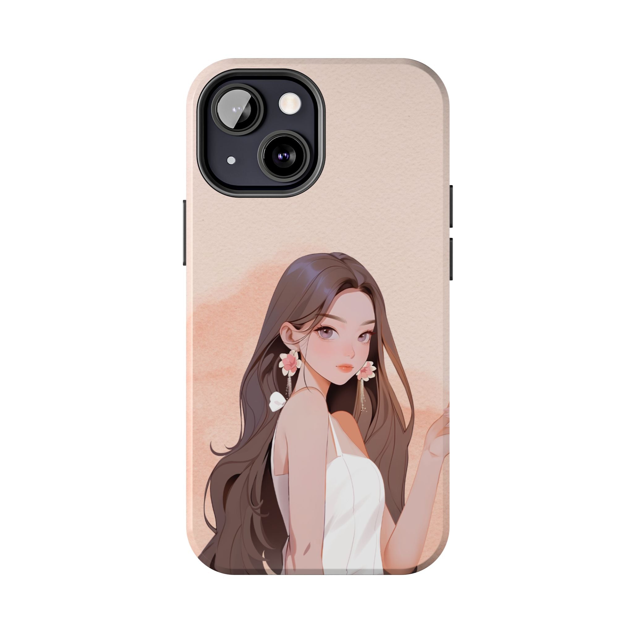 Tough Phone Case — Elegant Anime Girl Illustration, Protective Slim Phone Cover