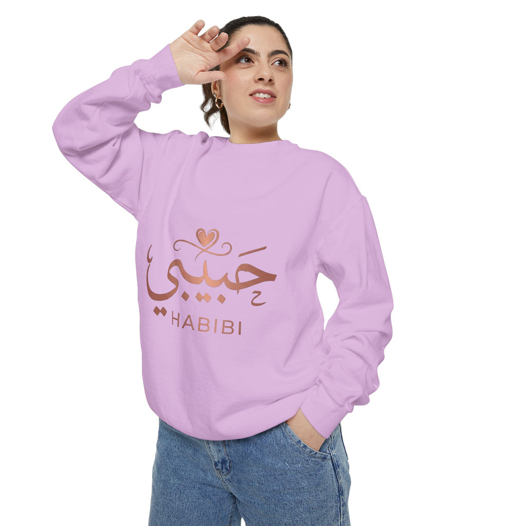Habibi Sweatshirt — Arabic 'حبيبي' Rose Gold Graphic Crewneck