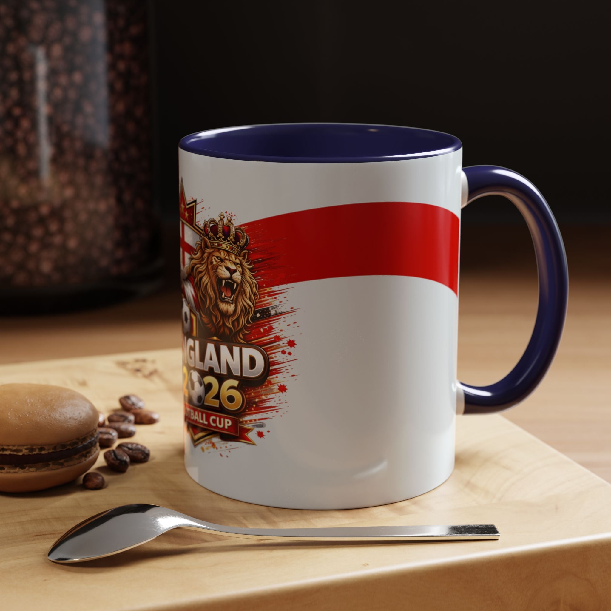 England 2026 Football Cup Accent Mug — Lion & St. George Soccer Coffee Cup (11/15oz)
