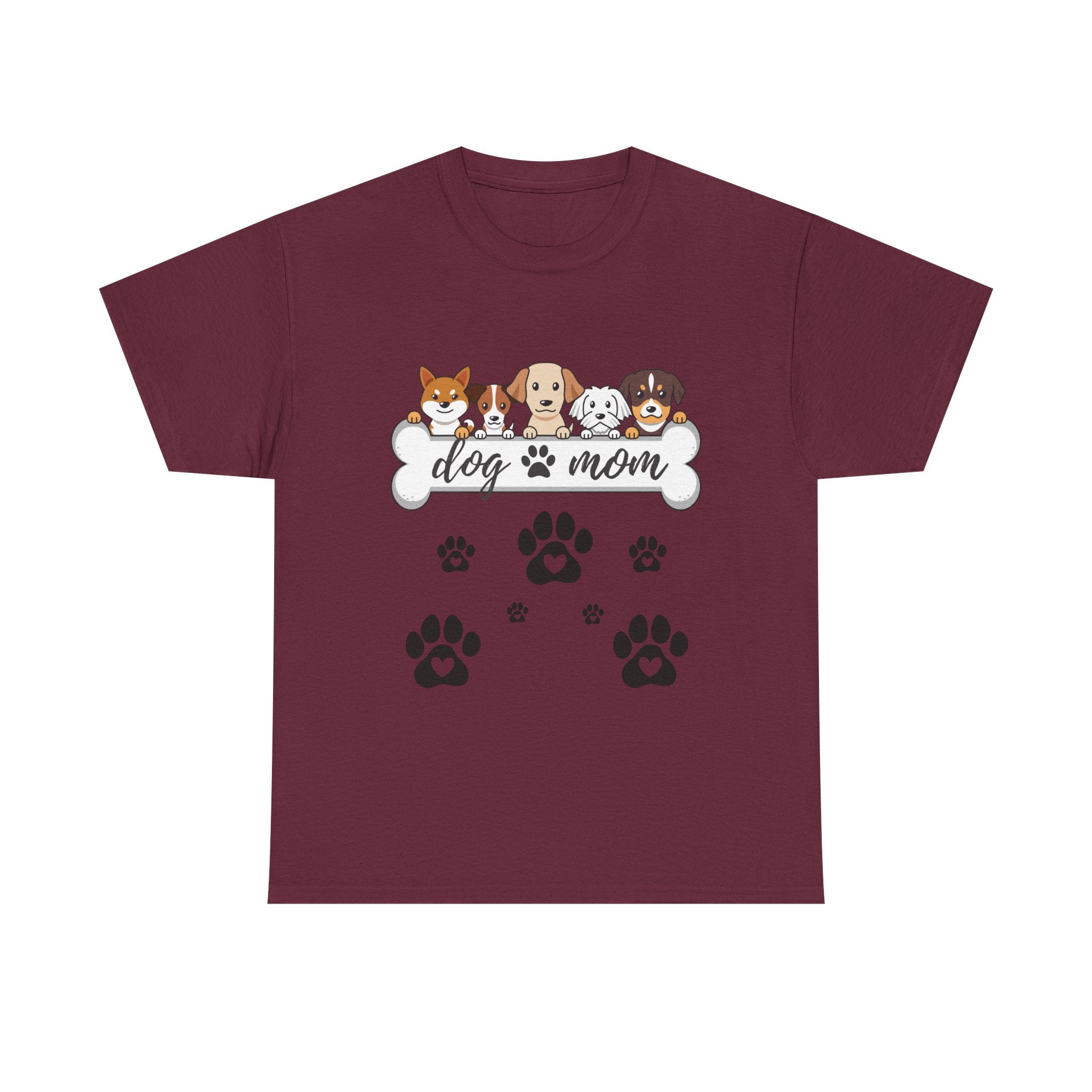 Dog Mom T-Shirt — Cute Paw Print & Cartoon Dogs Tee