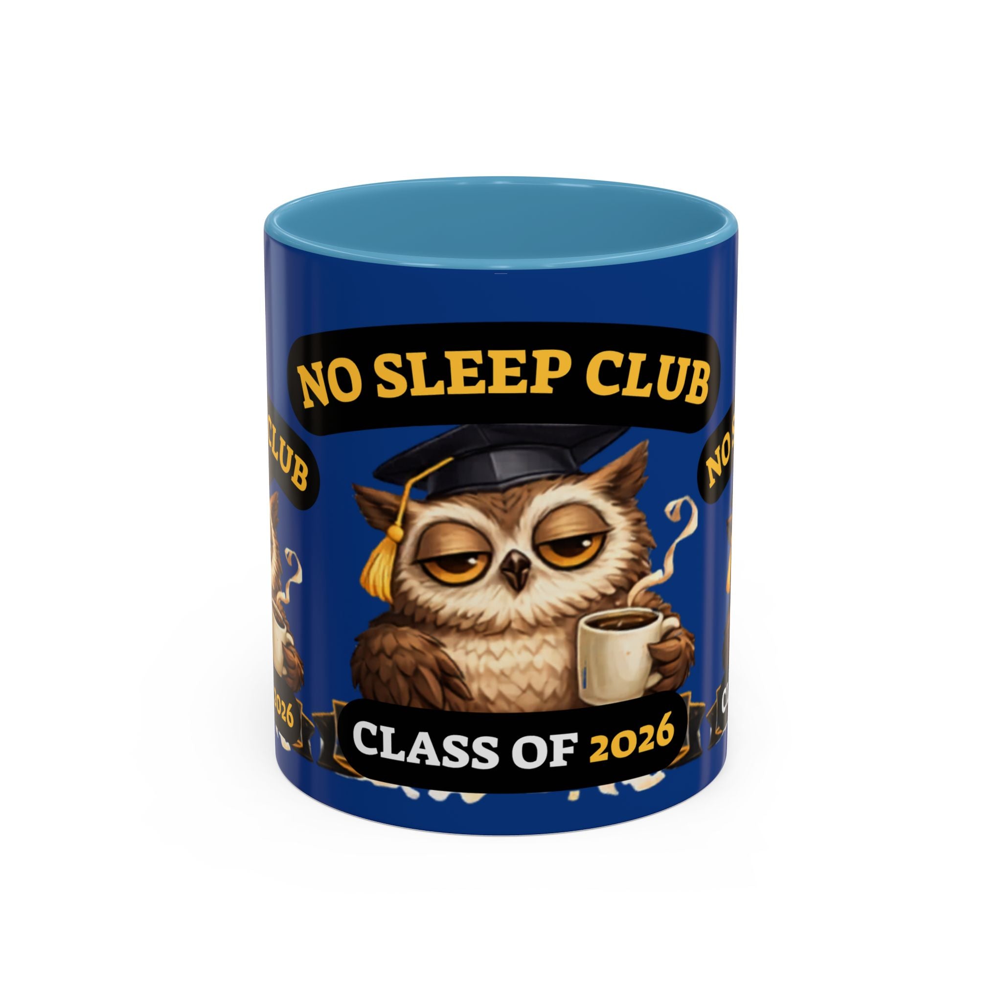 No Sleep Club Class of 2026 Coffee Mug — Graduation Owl Accent Mug (11/15oz)
