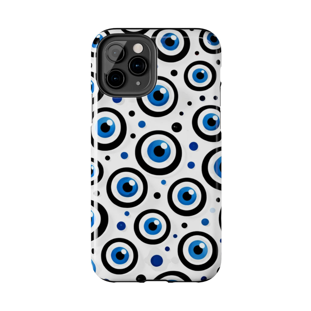 Blue Evil Eye Pattern Tough Phone Case — Protective Ceramic Nazar Design