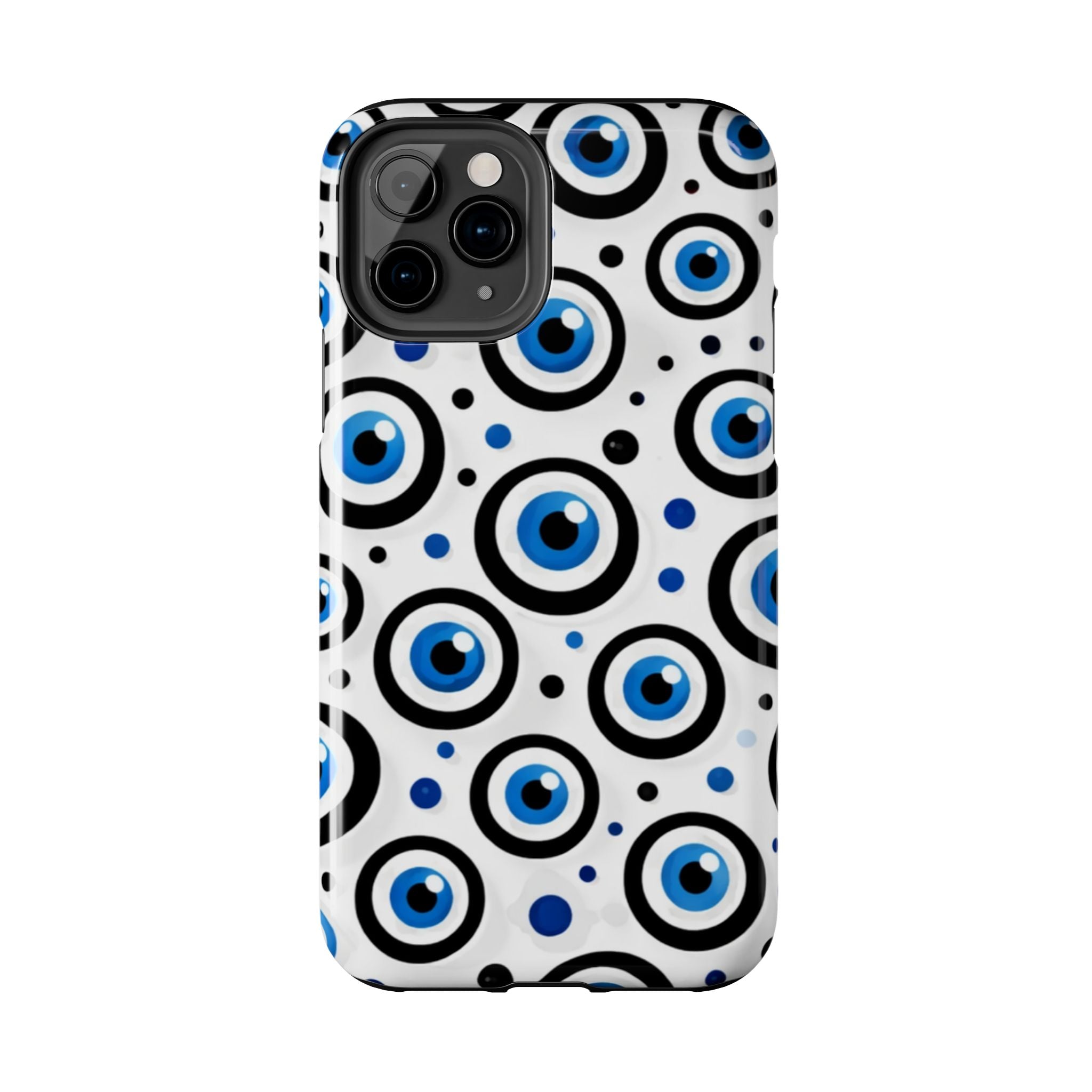Blue Evil Eye Pattern Tough Phone Case — Protective Ceramic Nazar Design