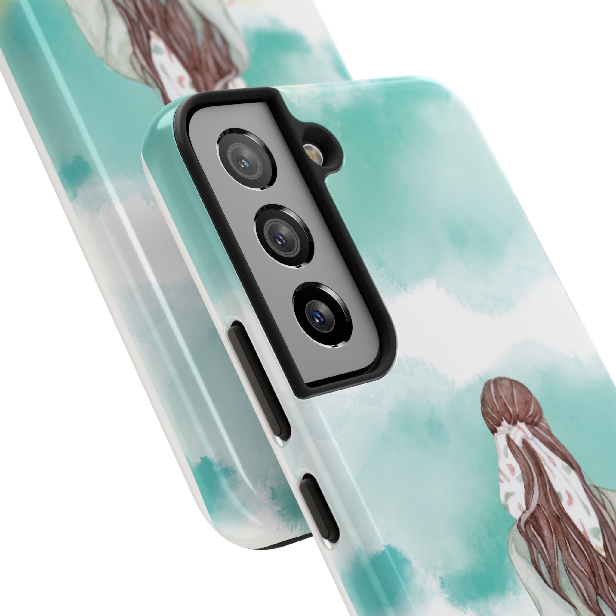 Watercolor Girl Tough Phone Case — Trendy Pastel Back-to-School Protective Cover