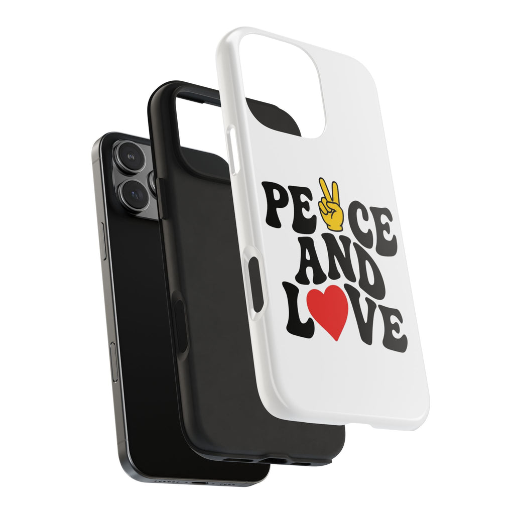 Peace and Love Tough Phone Case — Retro Peace Sign & Heart Protective Cover