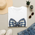 Bow Graphic T-Shirt — Blue Plaid Bow Design