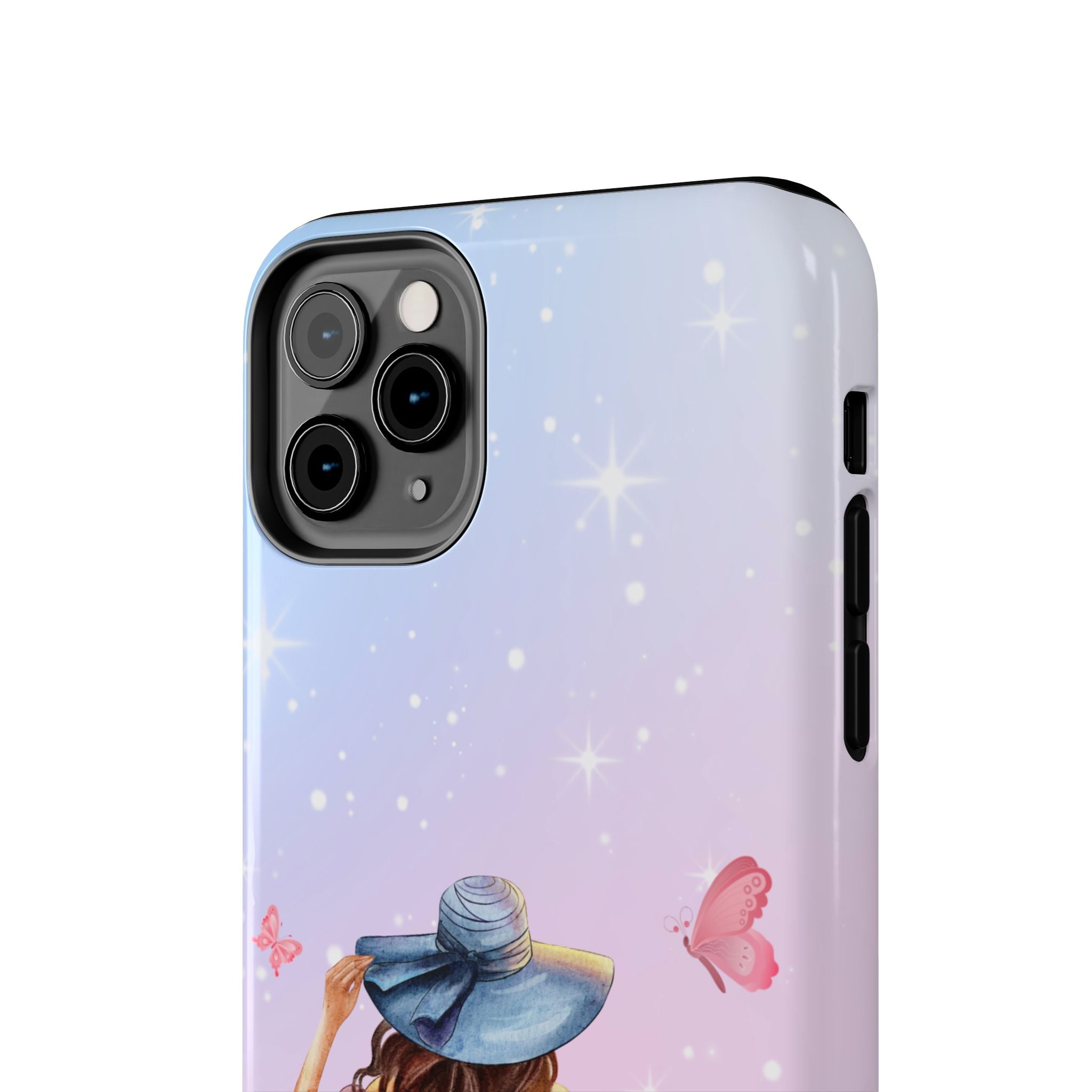 Pastel Girl with Hat Phone Case — Floral Basket Butterfly Tough Phone Case