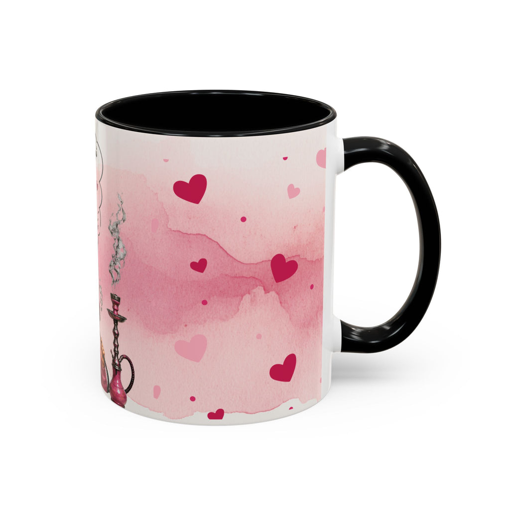 Accent Coffee Mug - Cute Pink Shisha Girl with Arabic Quote Hookah mug