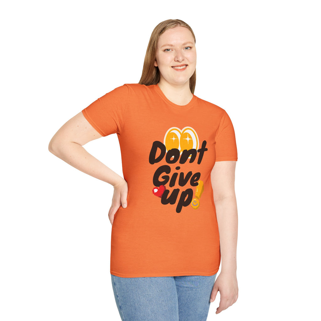 Don't Give Up T-Shirt — Motivational Graphic Tee with Positive Icons