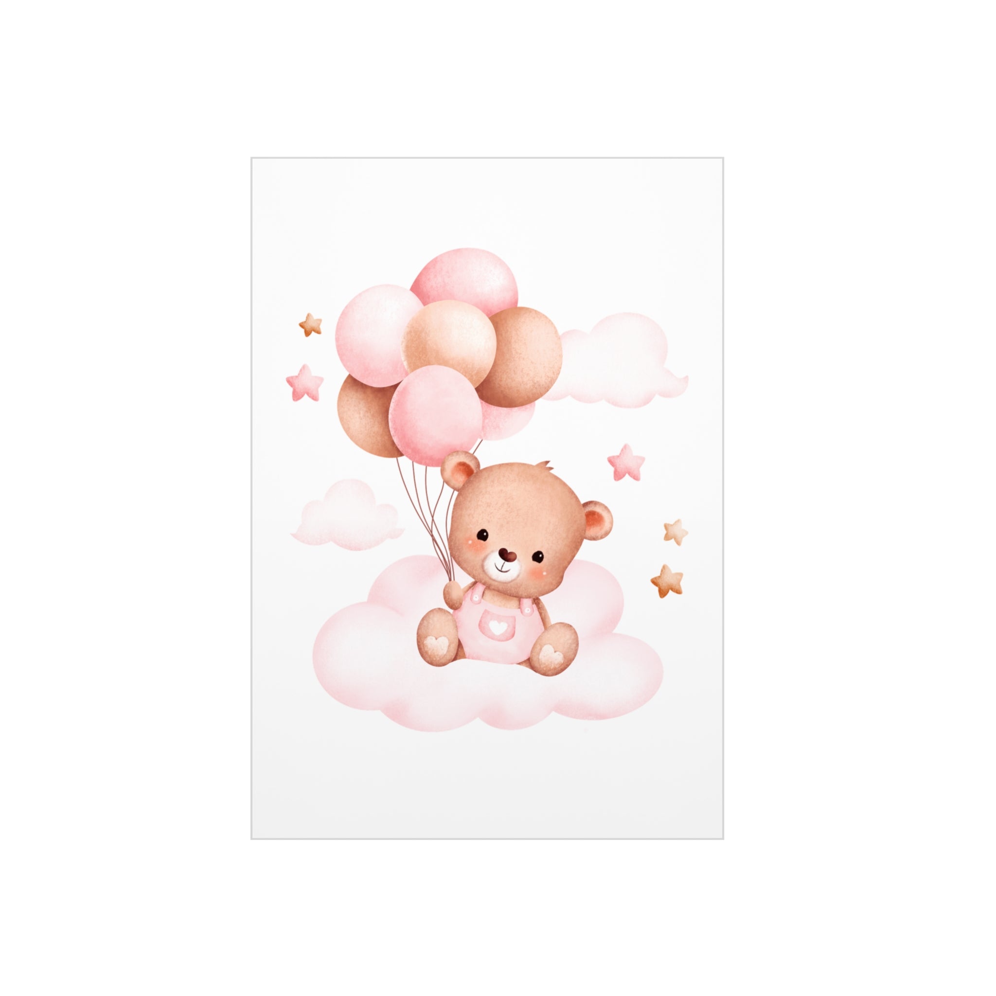 Baby Girl Nursery Foam Board — Pink Teddy with Balloons Wall Art