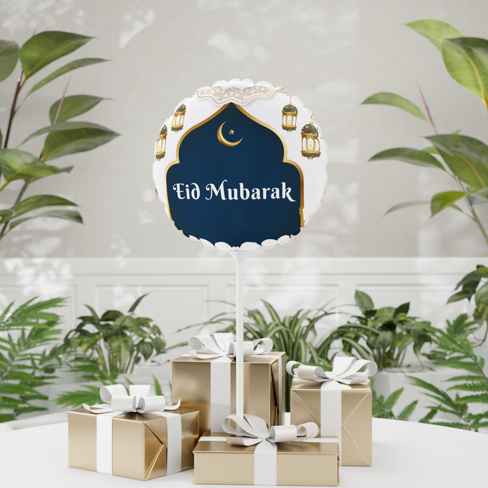 Eid Mubarak 11" Foil Balloon — Crescent Moon Celebration Balloon