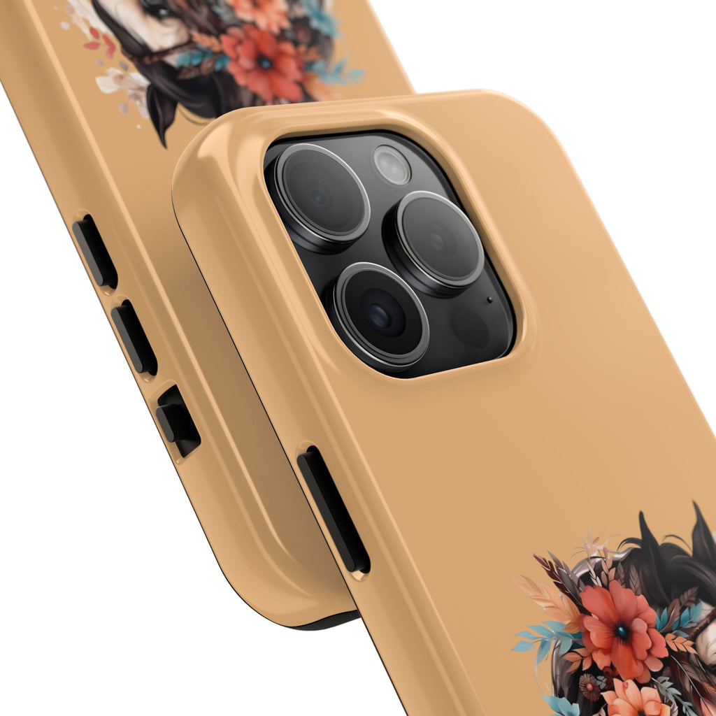 Horse Floral Tough Phone Case — Protective iPhone Cover with Boho Horse Head Design