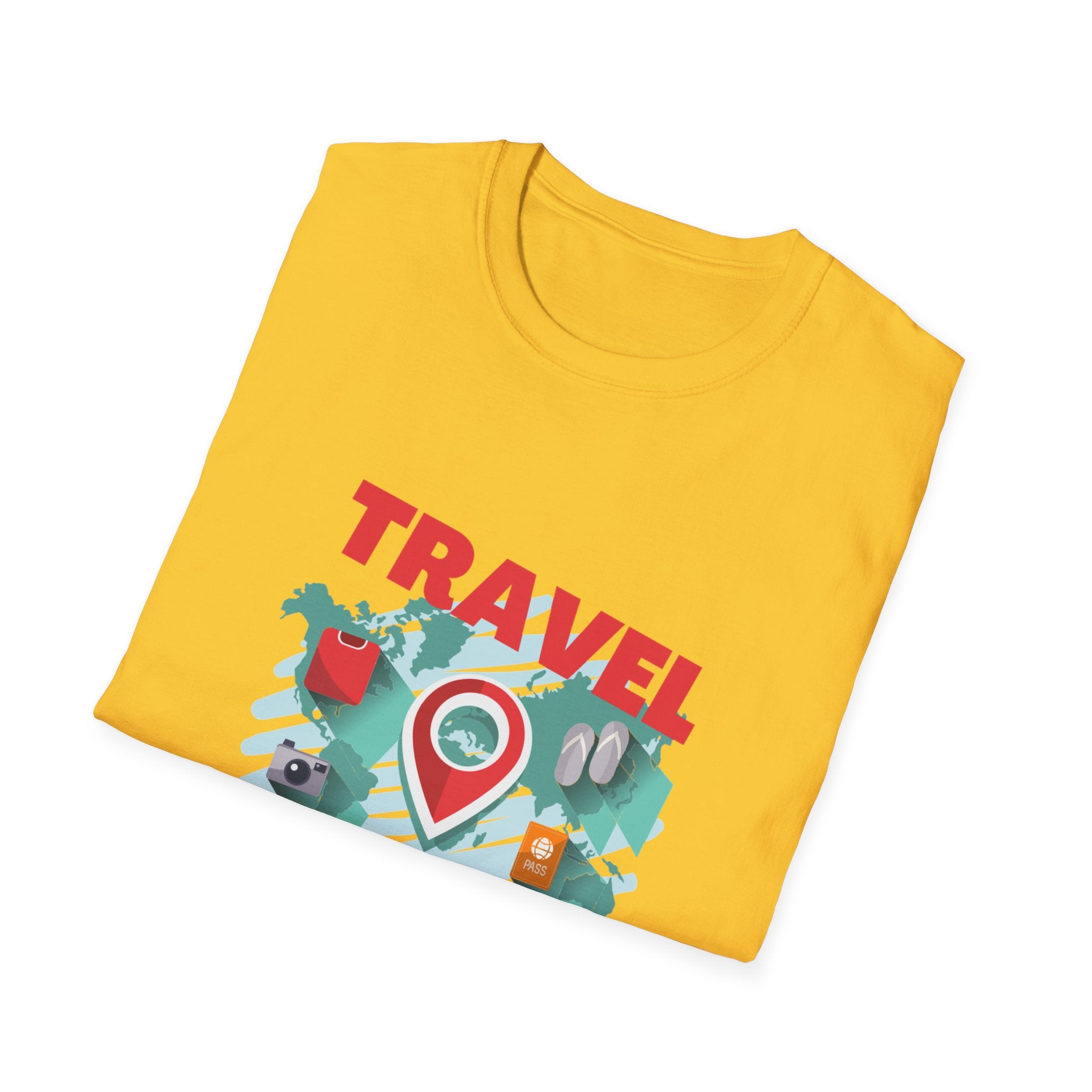 Travel Is My Therapy T-Shirt — Wanderlust Map Tee for Travelers & Adventure Lovers
