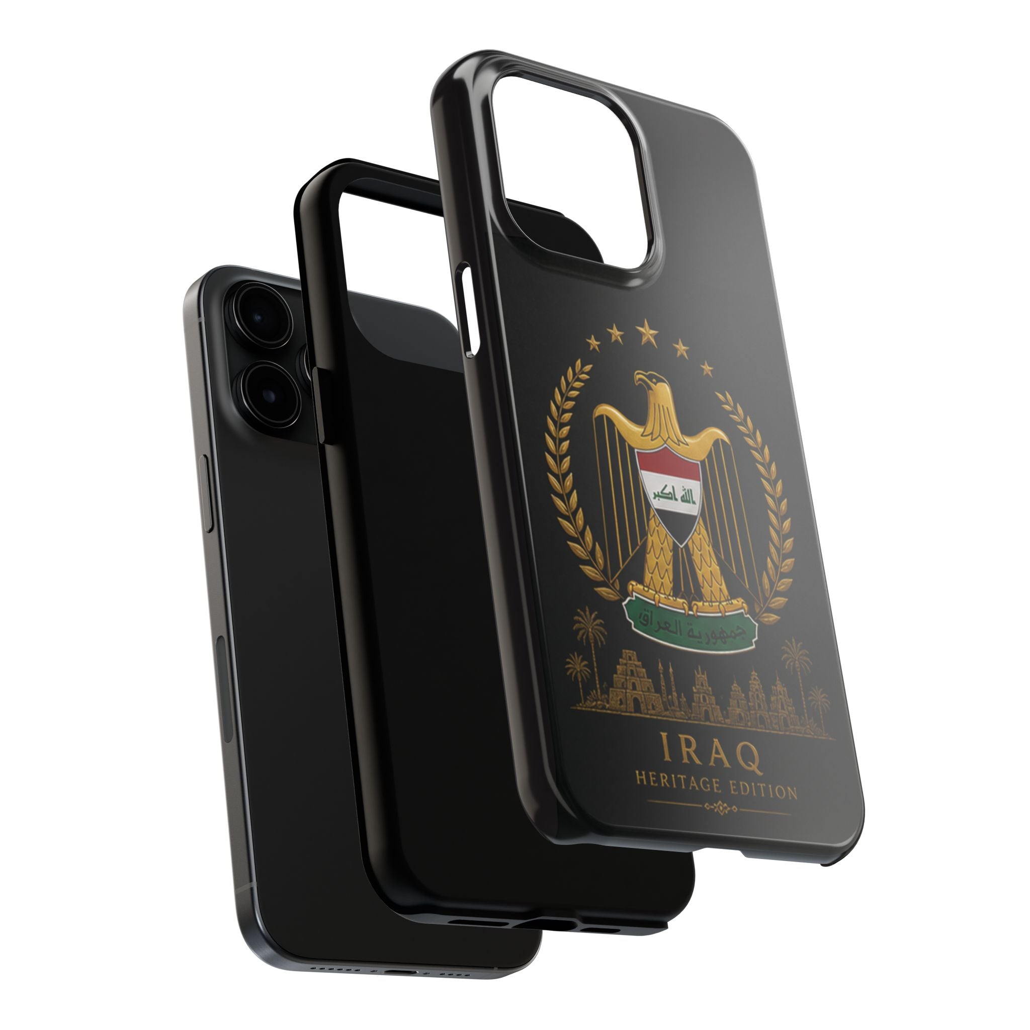 Iraq Coat of Arms Tough Phone Case — Arabic ‘Allahu Akbar’ Military Eagle Design