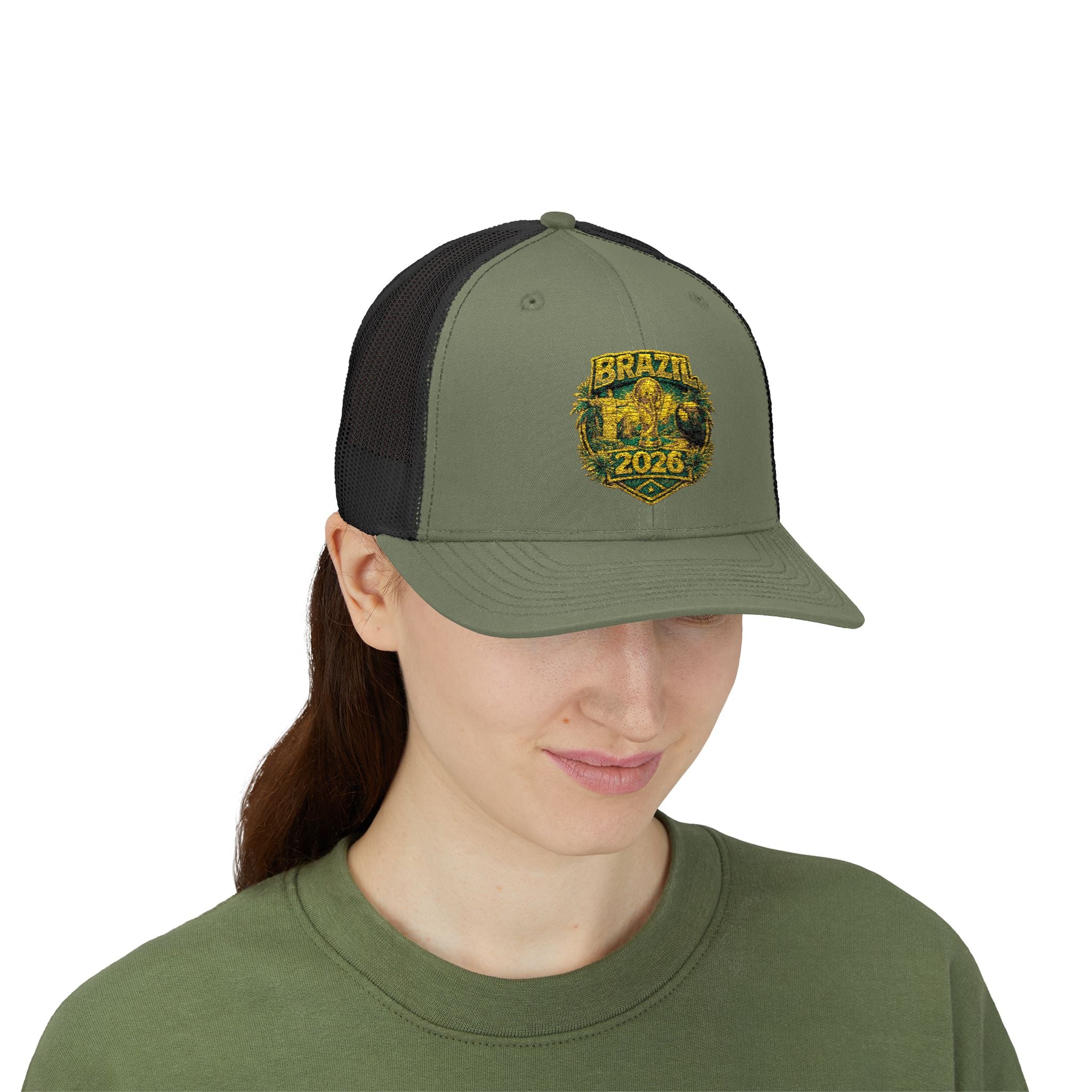 Brazil  Vintage Patch Trucker Cap — Rustic 2026 Crest Snapback
