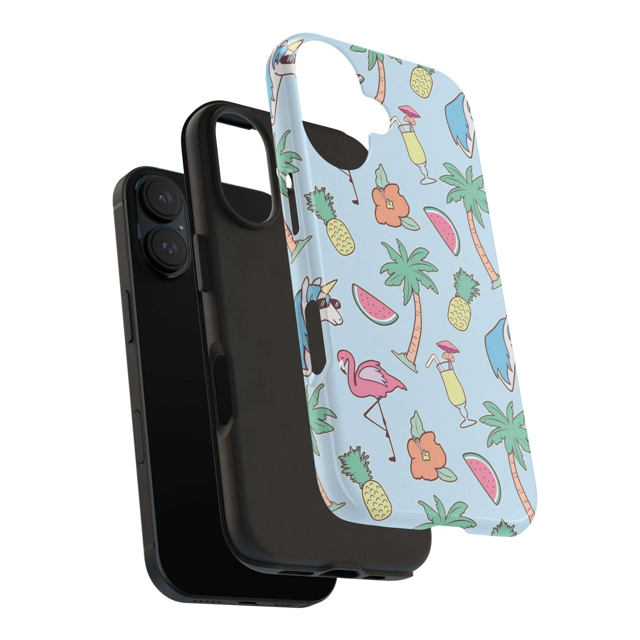 Tropical Summer Tough Phone Case — Pineapple, Flamingo & Palm Pattern