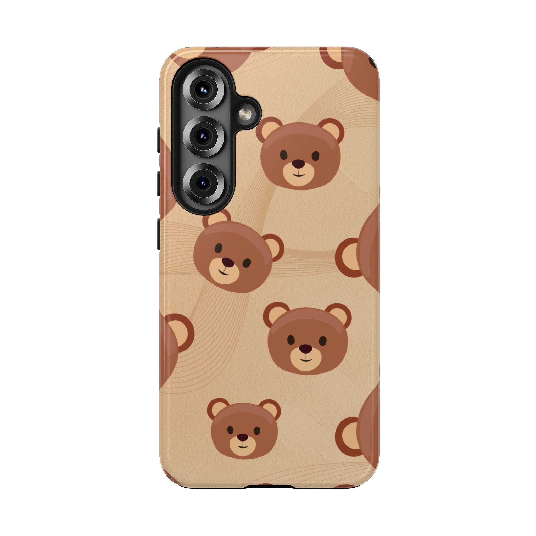 Bear Pattern Tough Phone Case — Cute Brown Bear Protective Phone Cover