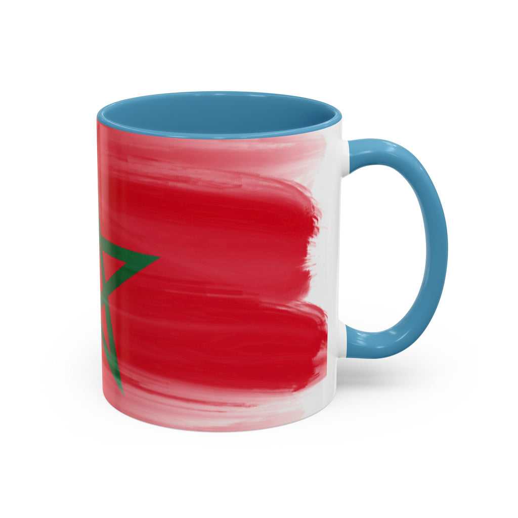 Morocco Flag Accent Coffee Mug — Red & Green Moroccan Star Design (11/15oz)