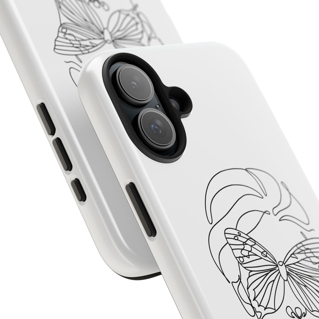 Butterfly Line Art Tough Phone Case — Minimalist Woman Face Design