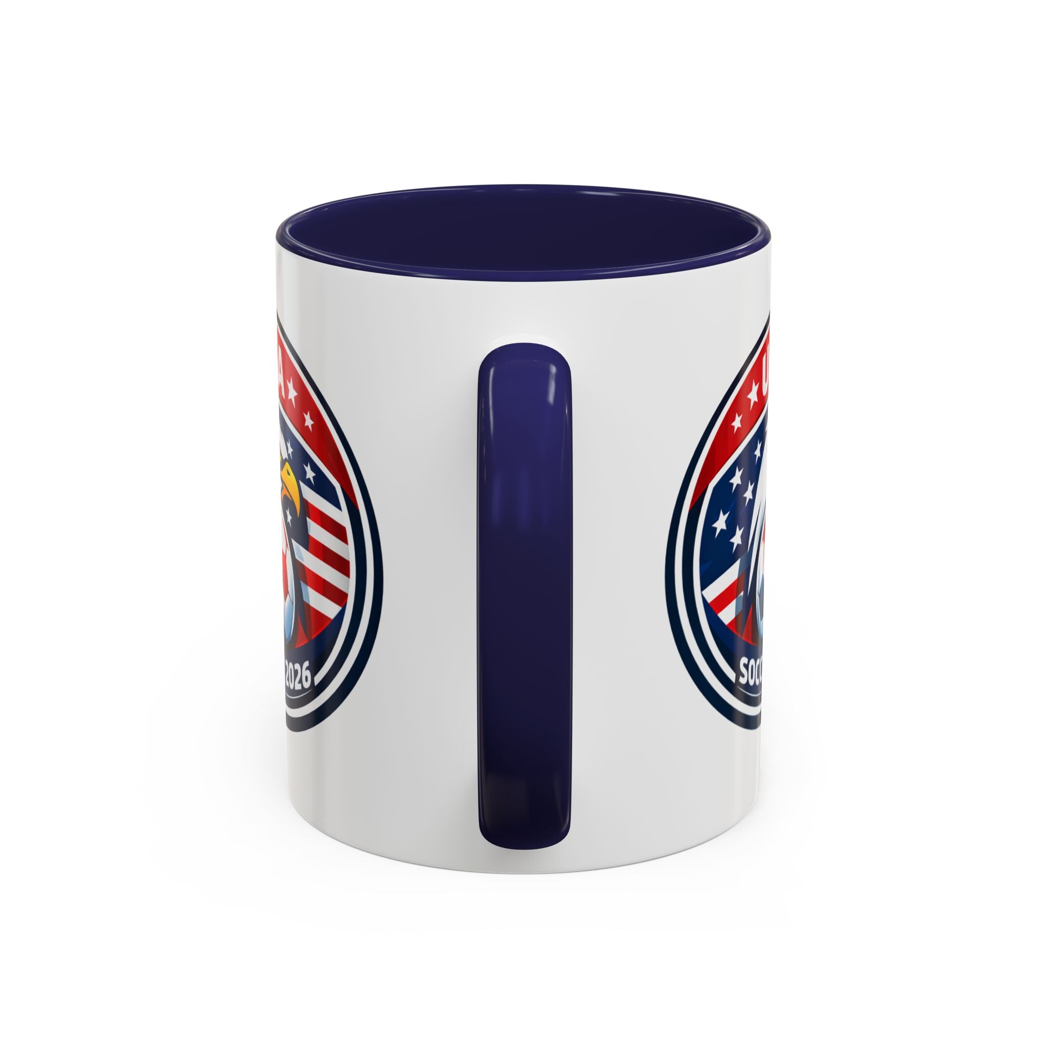 USA Soccer 2026 Accent Coffee Mug — Eagle & Flag Soccer Team Fan Gift (11/15oz)