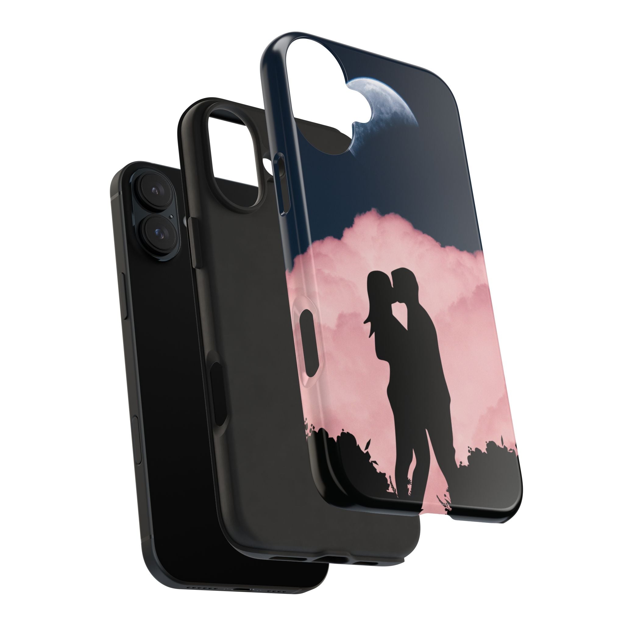 Tough Phone Case — Romantic Couple Silhouette with Moon & Pink Cloud