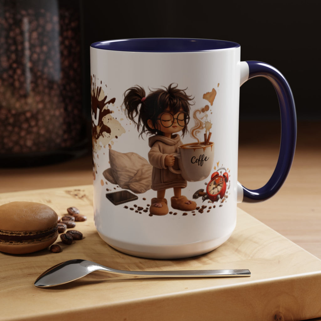 Cute Coffee Girl Accent Mug — Arabic Script Coffee Design (11/15oz)