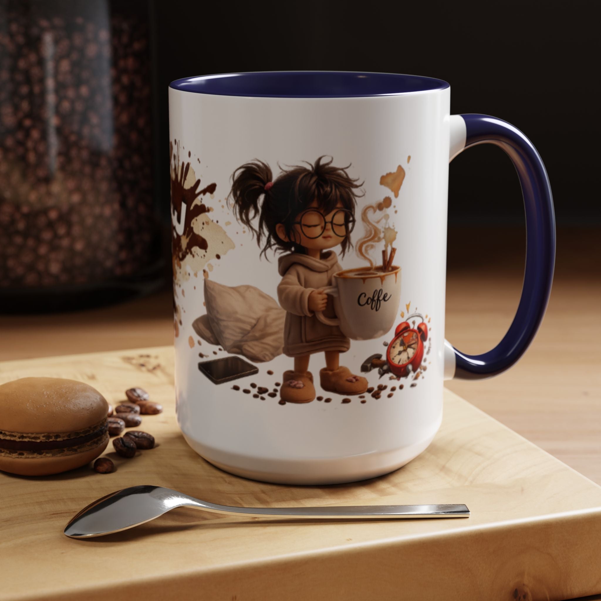 Cute Coffee Girl Accent Mug — Arabic Script Coffee Design (11/15oz)