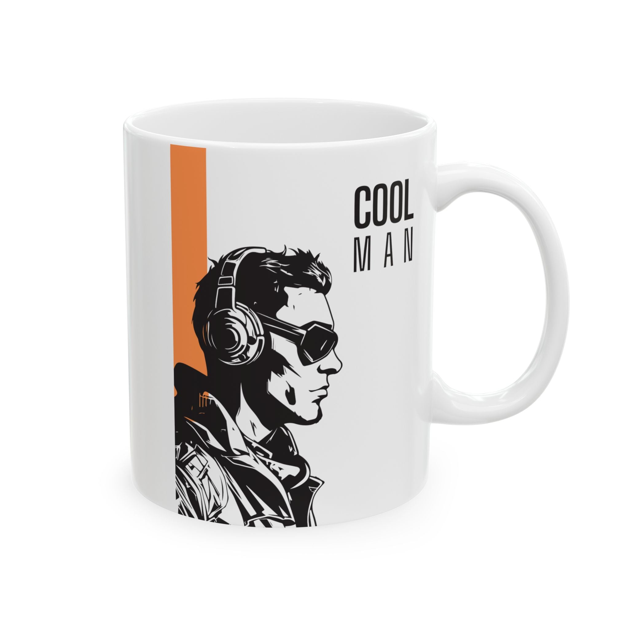 Cool Man Ceramic Mug — Retro Floral Portrait Coffee Cup (11oz/15oz)