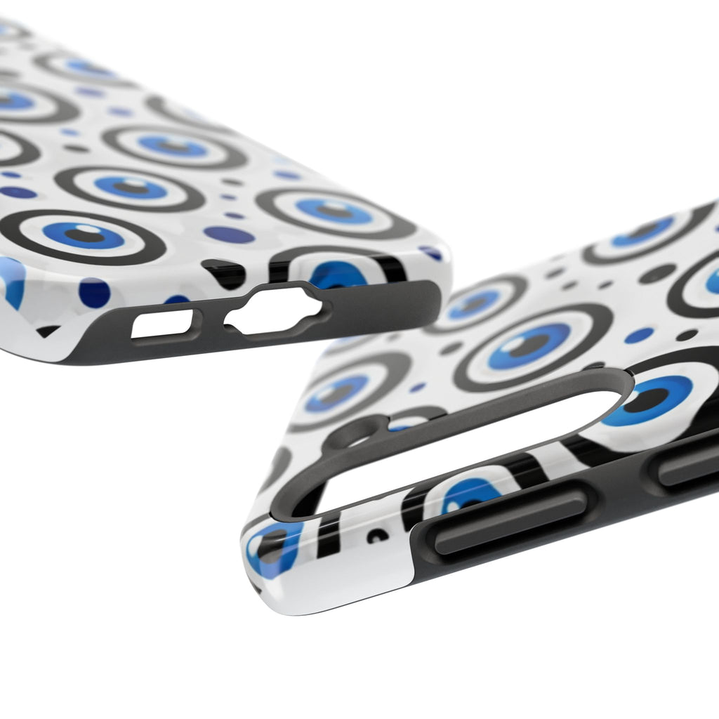 Blue Evil Eye Pattern Tough Phone Case — Protective Ceramic Nazar Design