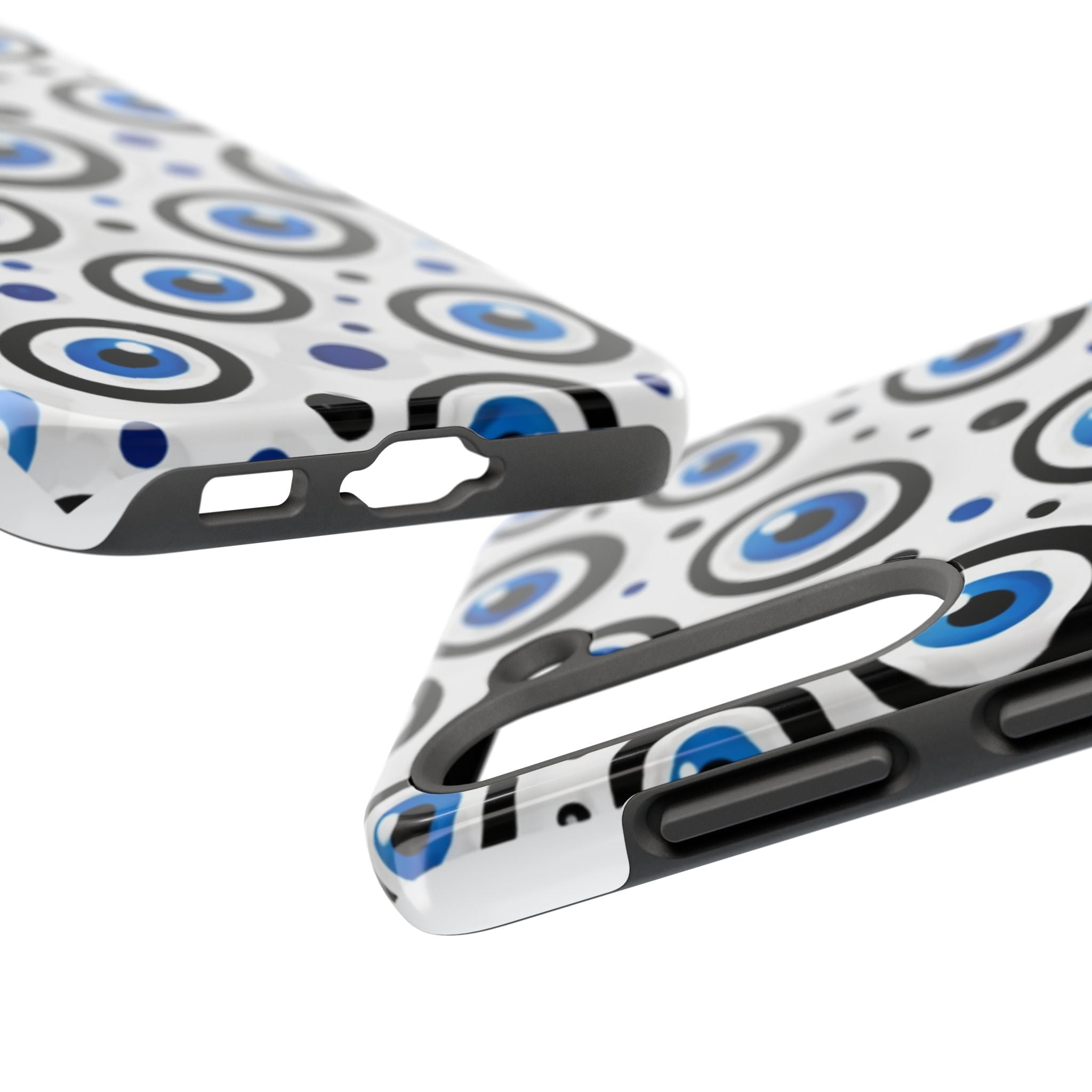 Blue Evil Eye Pattern Tough Phone Case — Protective Ceramic Nazar Design