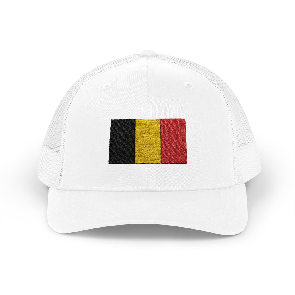 Belgium Flag Trucker Cap – Retro Sparkle Patch Snapback Hat