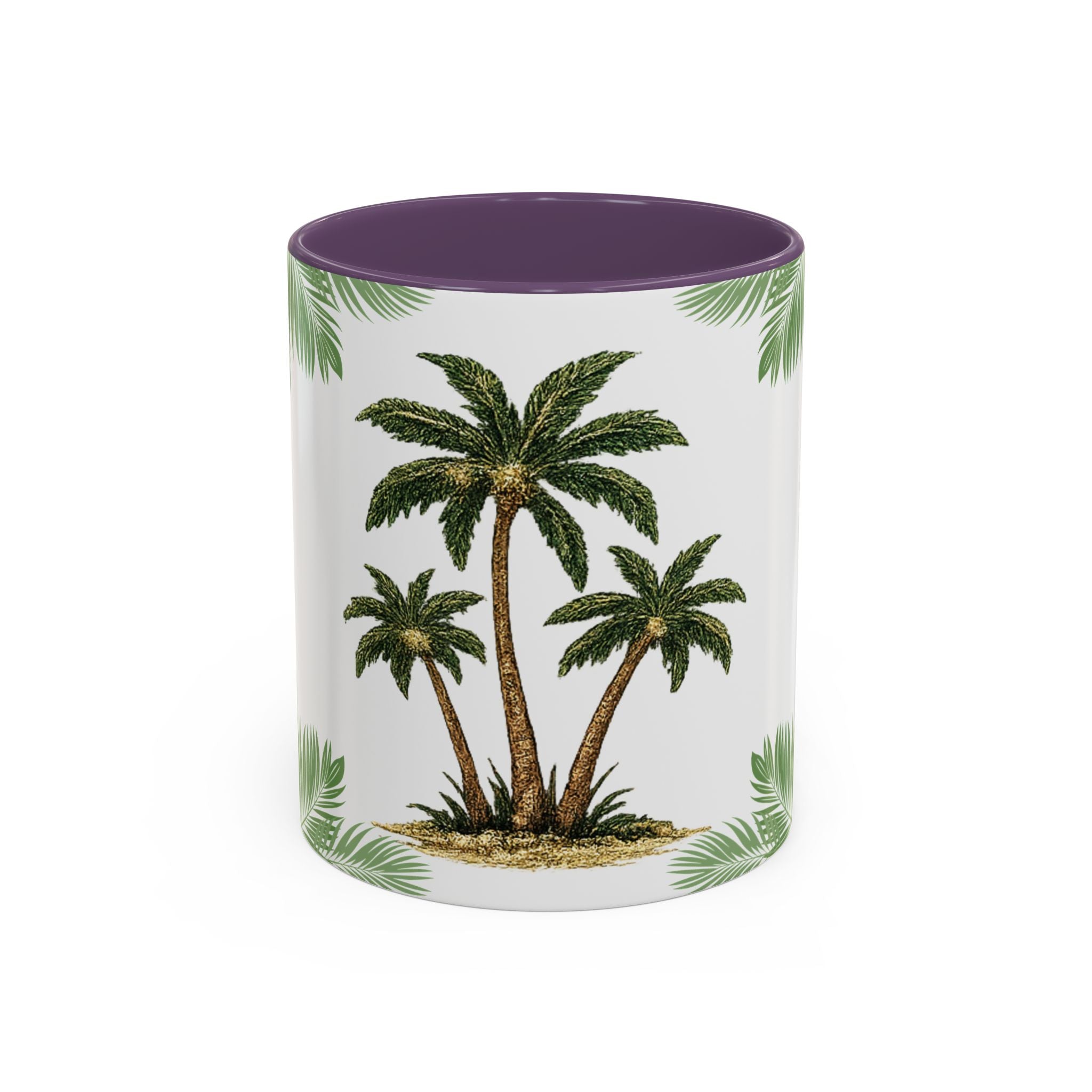 Tropical Palm Coffee Mug — Beachy Accent Mug with Palm Leaves (11oz)