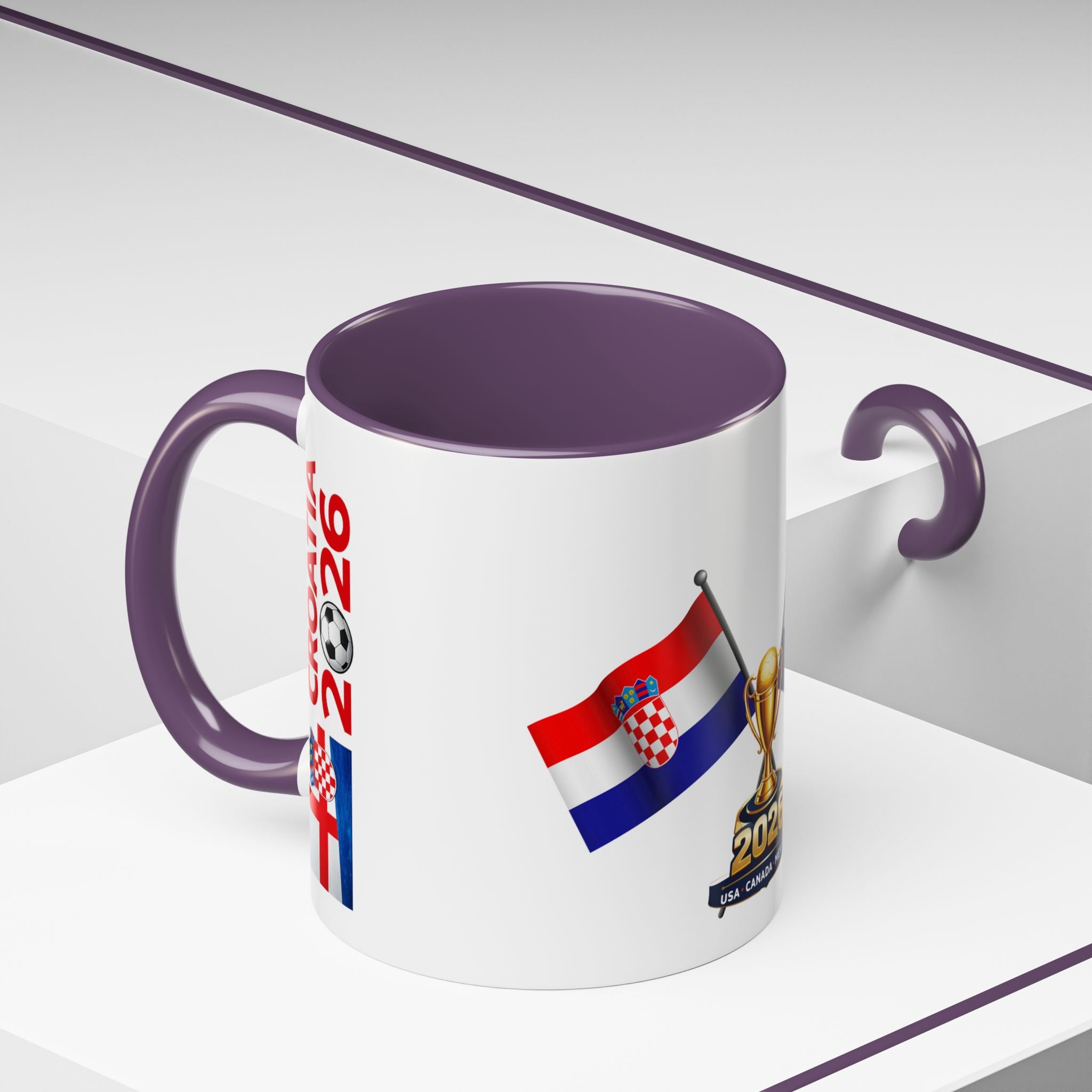 Croatia 2026 Soccer Fan Coffee Mug — Flags & Trophy Cup Design