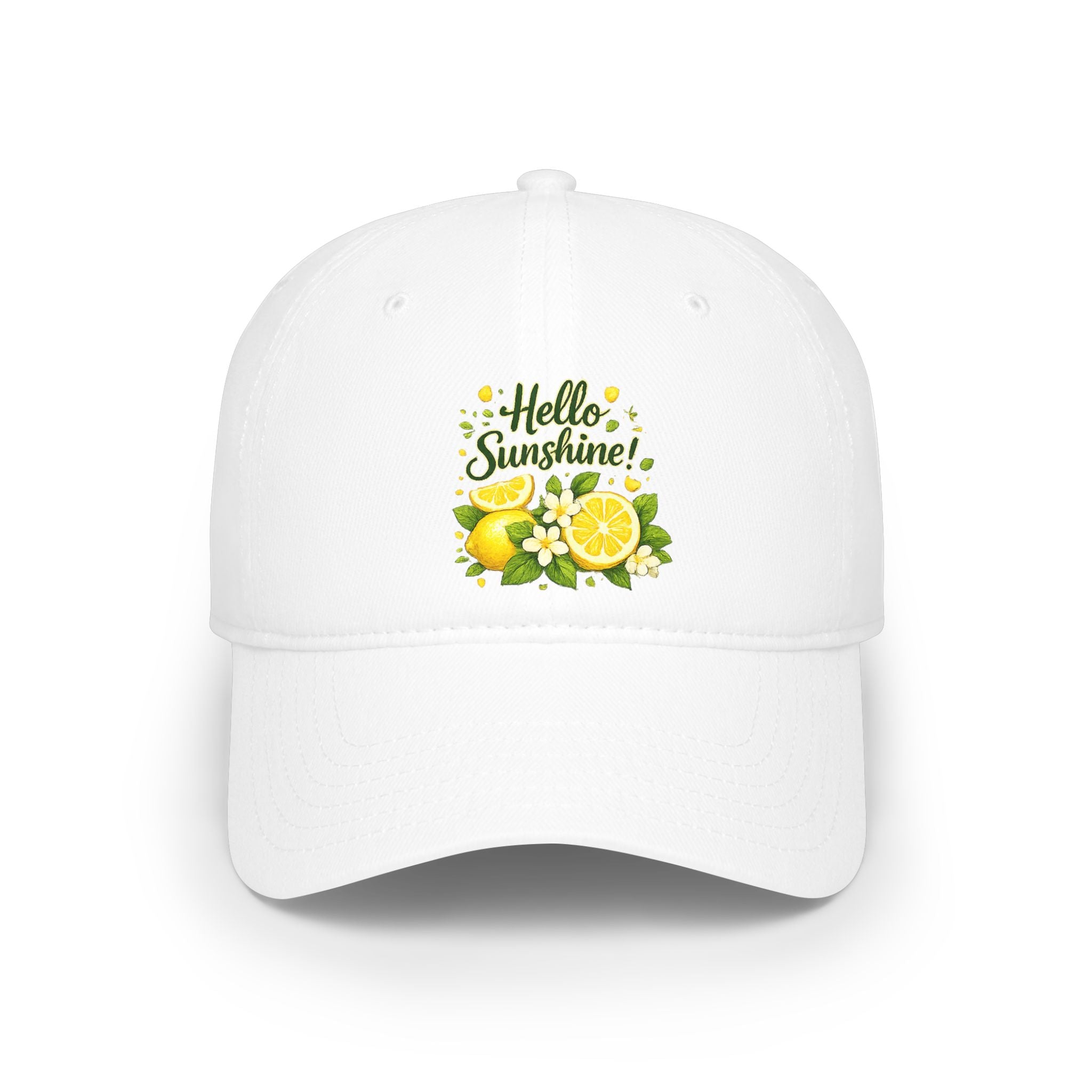 Hello Sunshine Lemon Dad Hat — Bright Floral Baseball Cap
