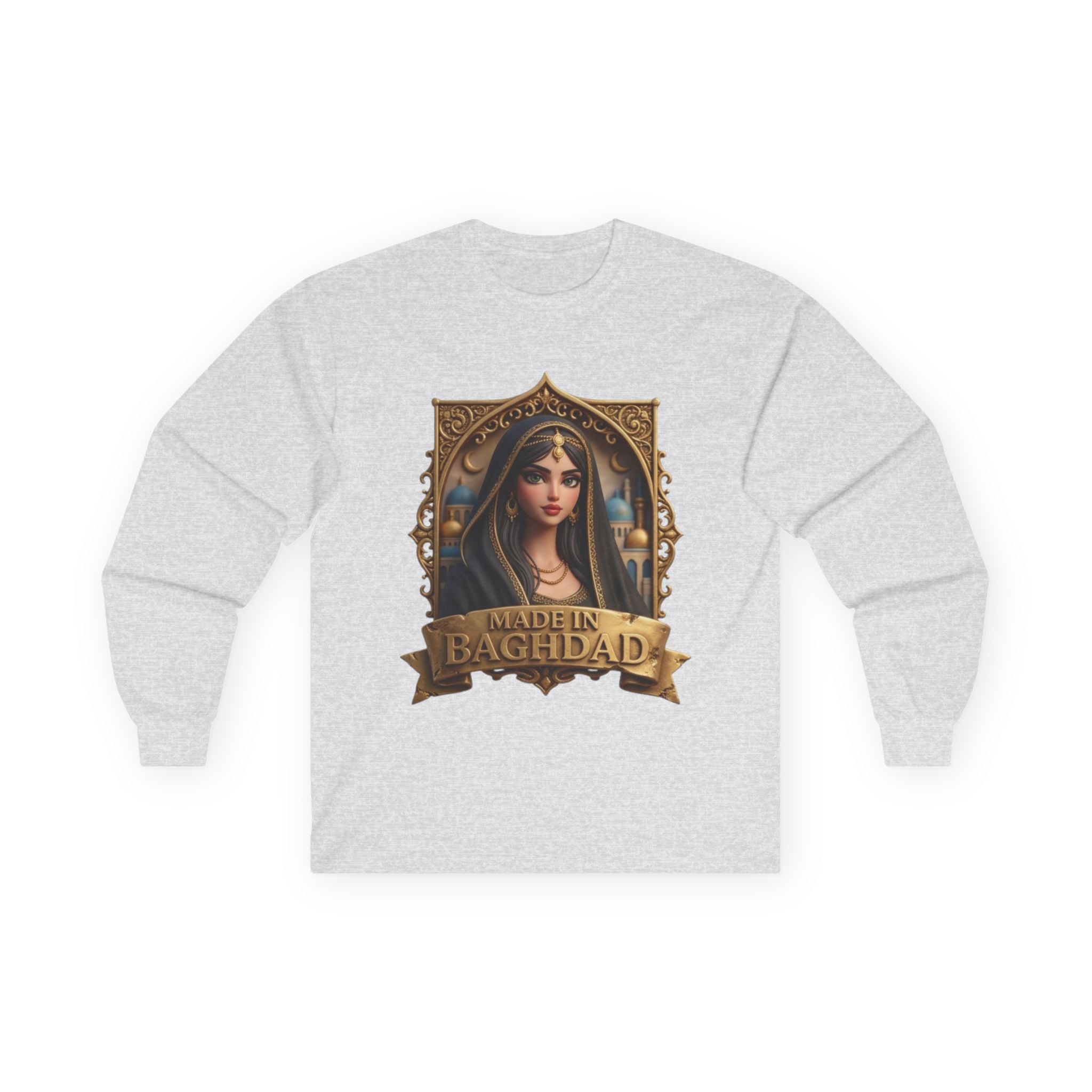 Baghdad Maiden Long Sleeve Tee — Vintage Middle Eastern Portrait Graphic