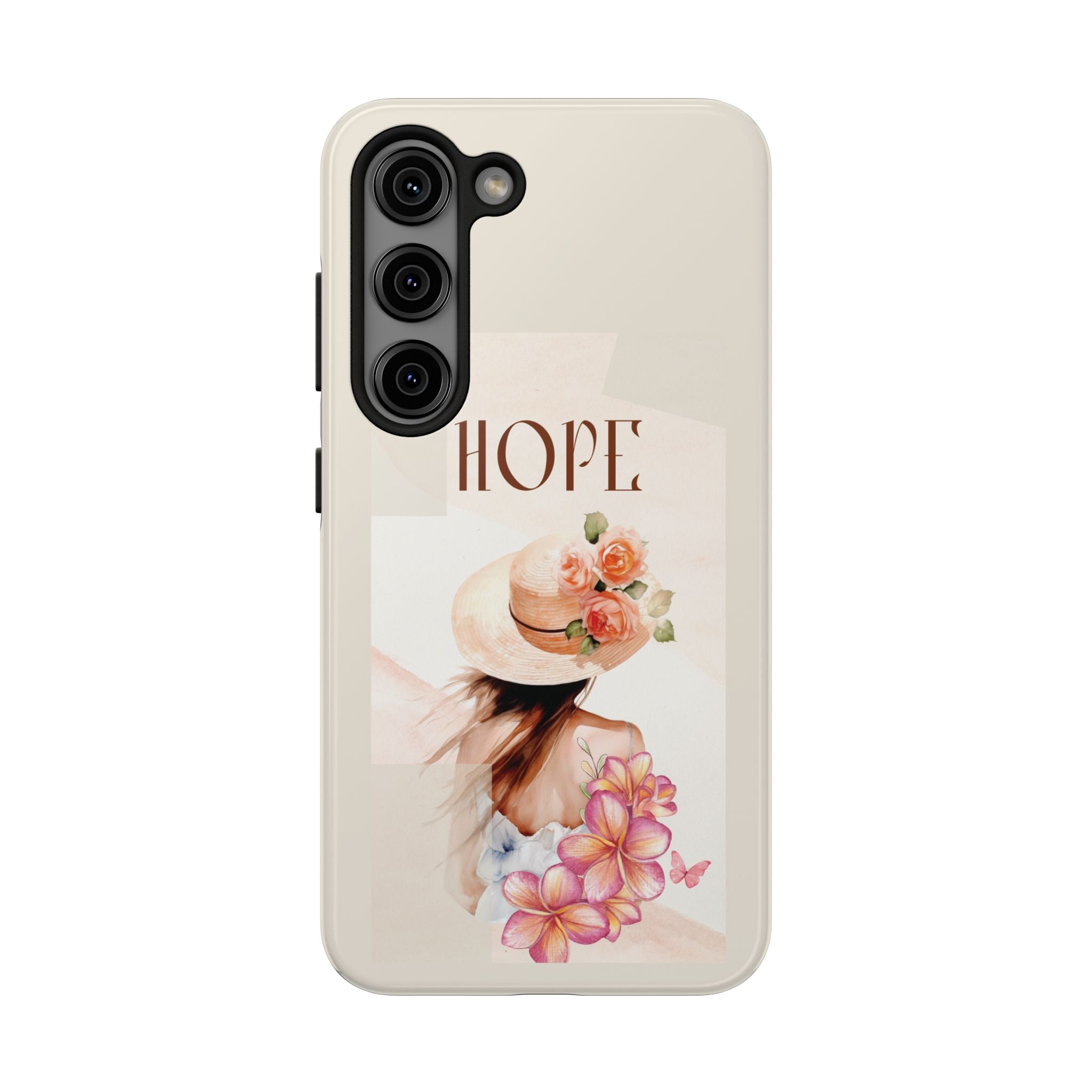 Hope Floral Tough Phone Case — Protective iPhone Case with Watercolor Girl & Flowers