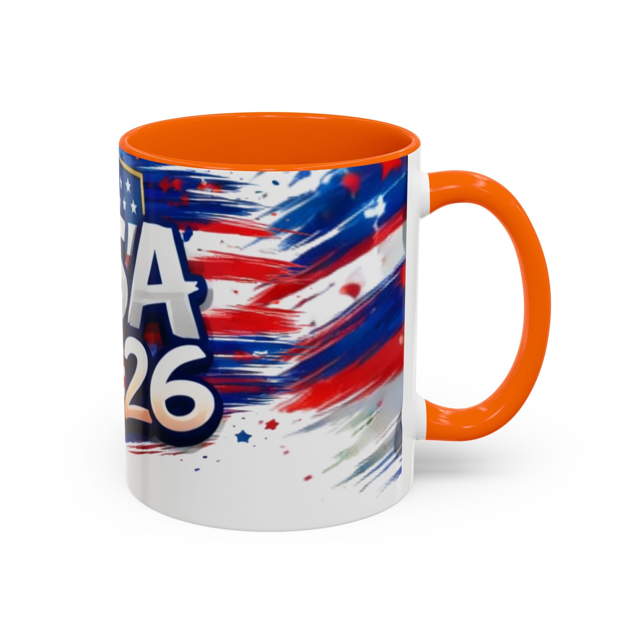 USA 2026 Flag Accent Coffee Mug — Patriotic Fourth of July Drinkware