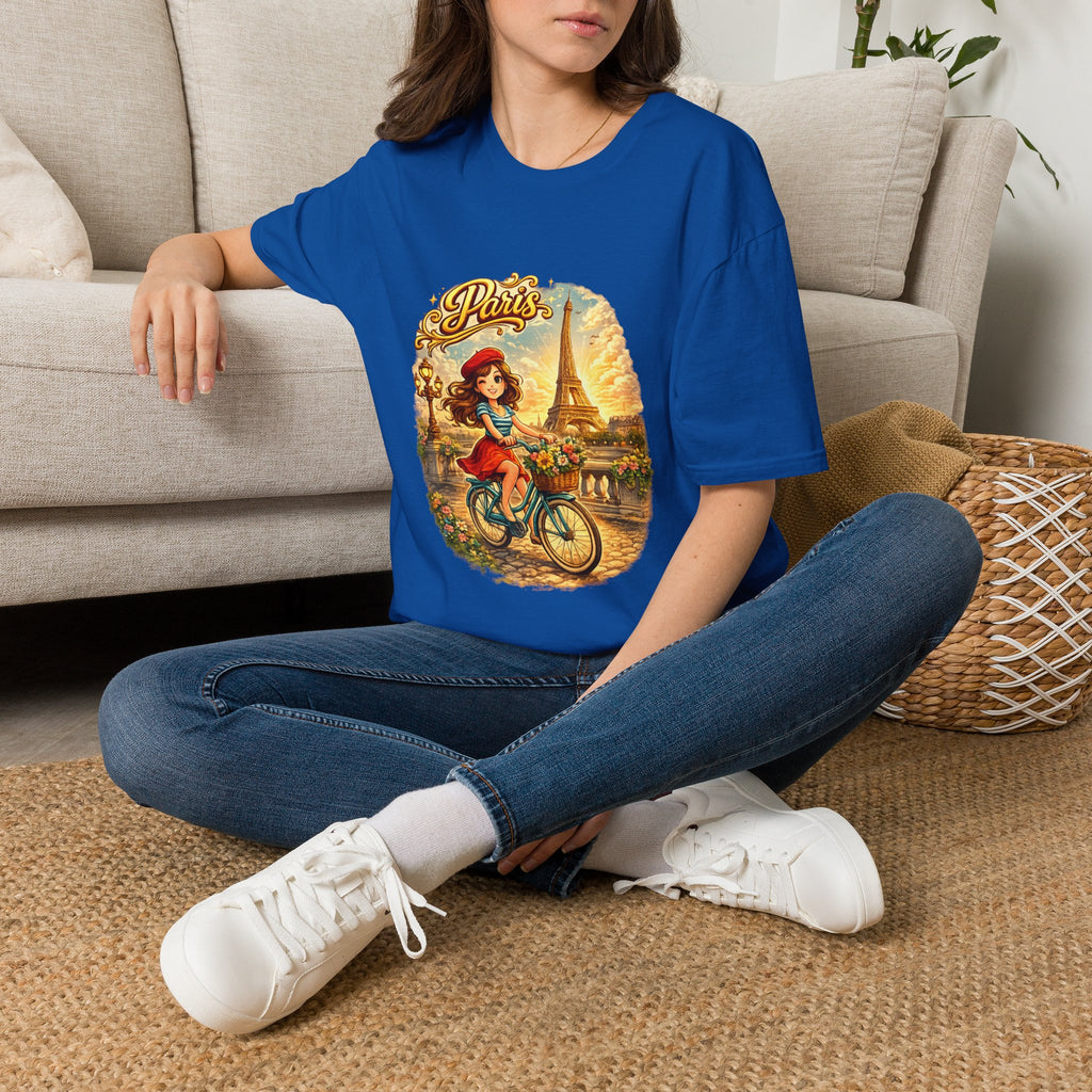 Paris Retro Bicycle T-Shirt — Vintage Eiffel Tower Travel Tee