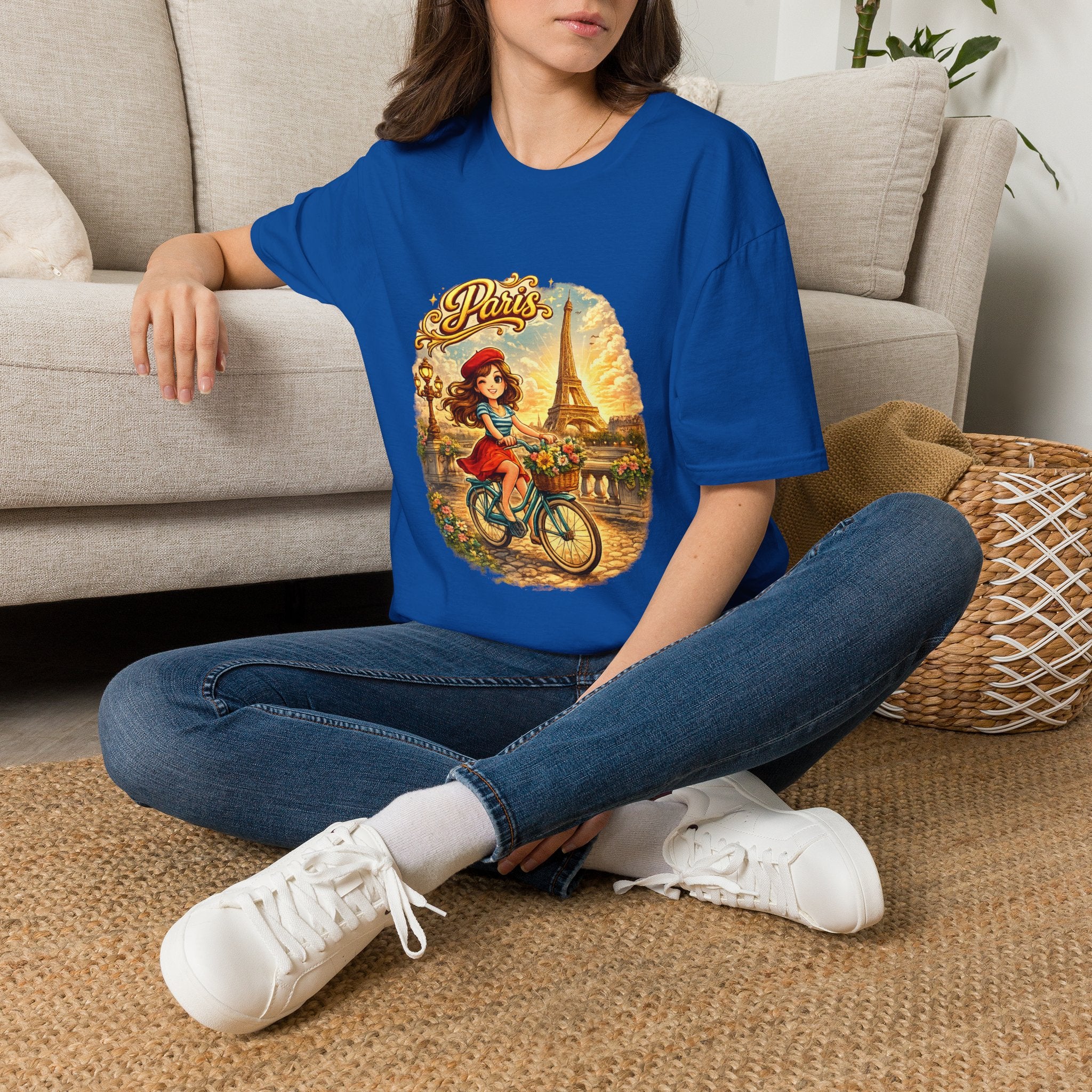 Paris Retro Bicycle T-Shirt — Vintage Eiffel Tower Travel Tee