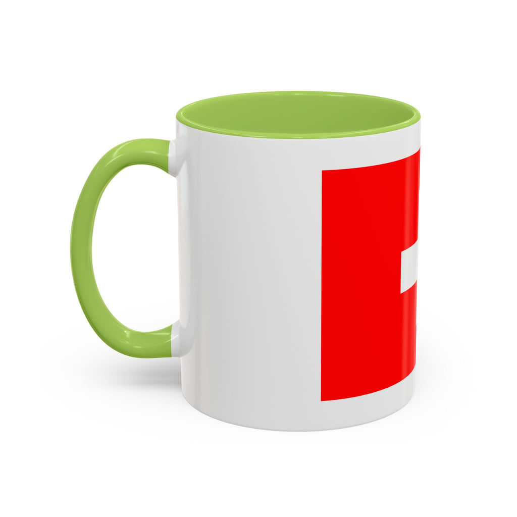 Switzerland Flag Accent Coffee Mug — Red White Swiss Cross Ceramic Mug (11/15oz)
