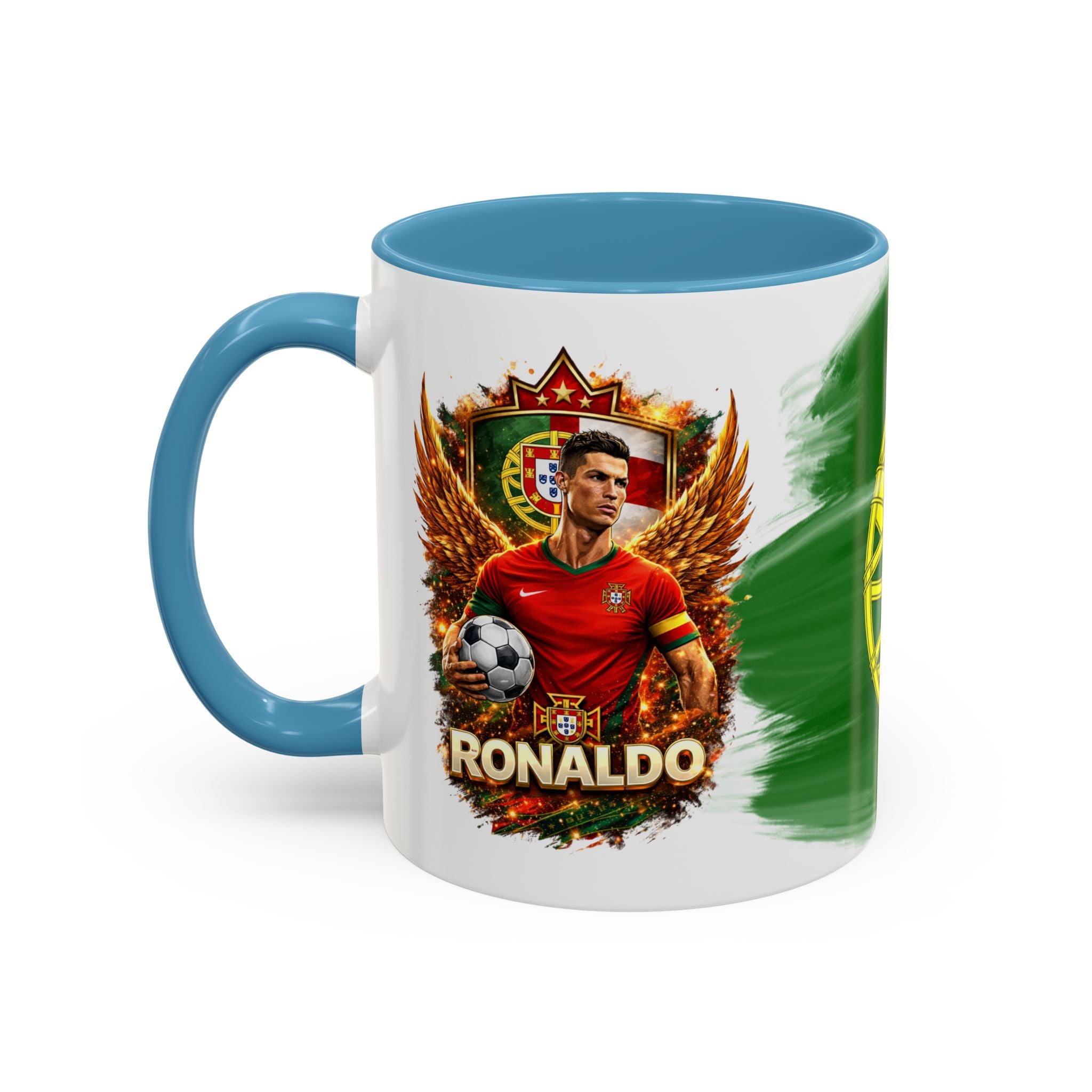 Portugal Flag Accent Coffee Mug — Painted Portuguese Crest Design (11/15oz)