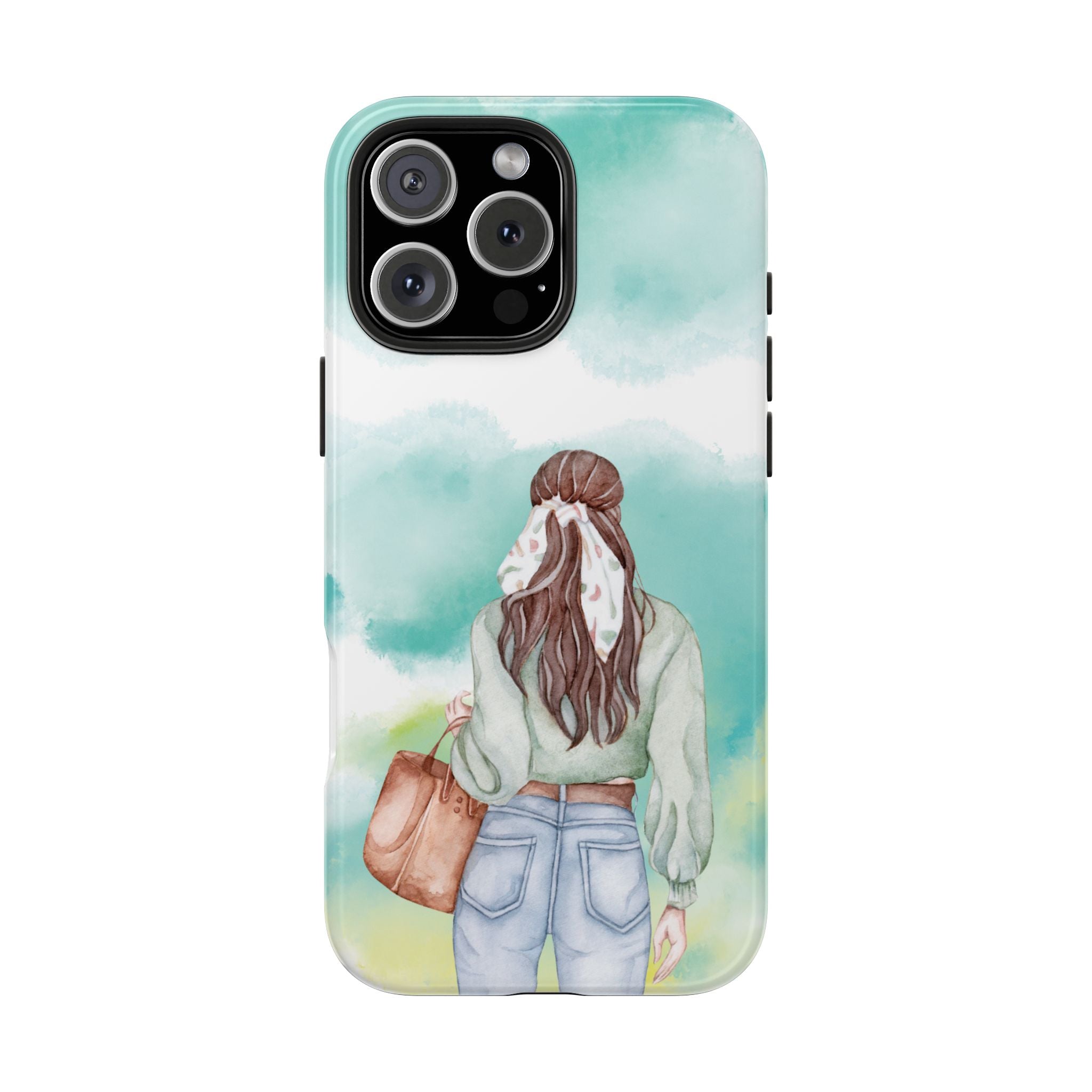 Watercolor Girl Tough Phone Case — Trendy Pastel Back-to-School Protective Cover