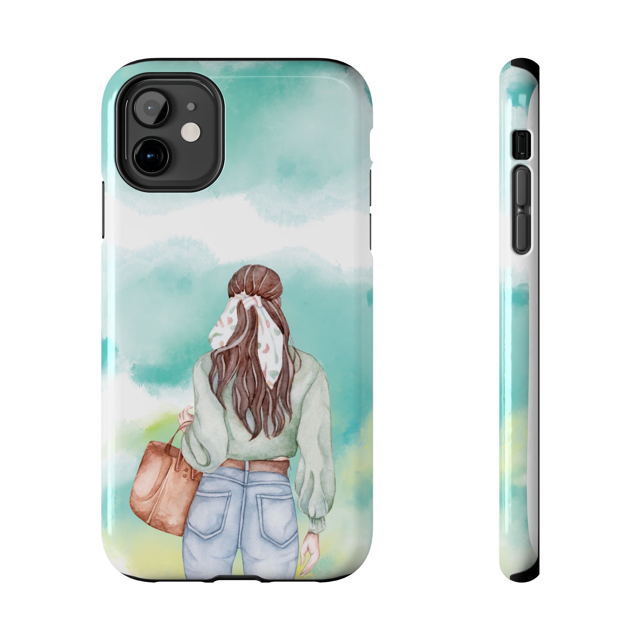 Watercolor Girl Tough Phone Case — Trendy Pastel Back-to-School Protective Cover