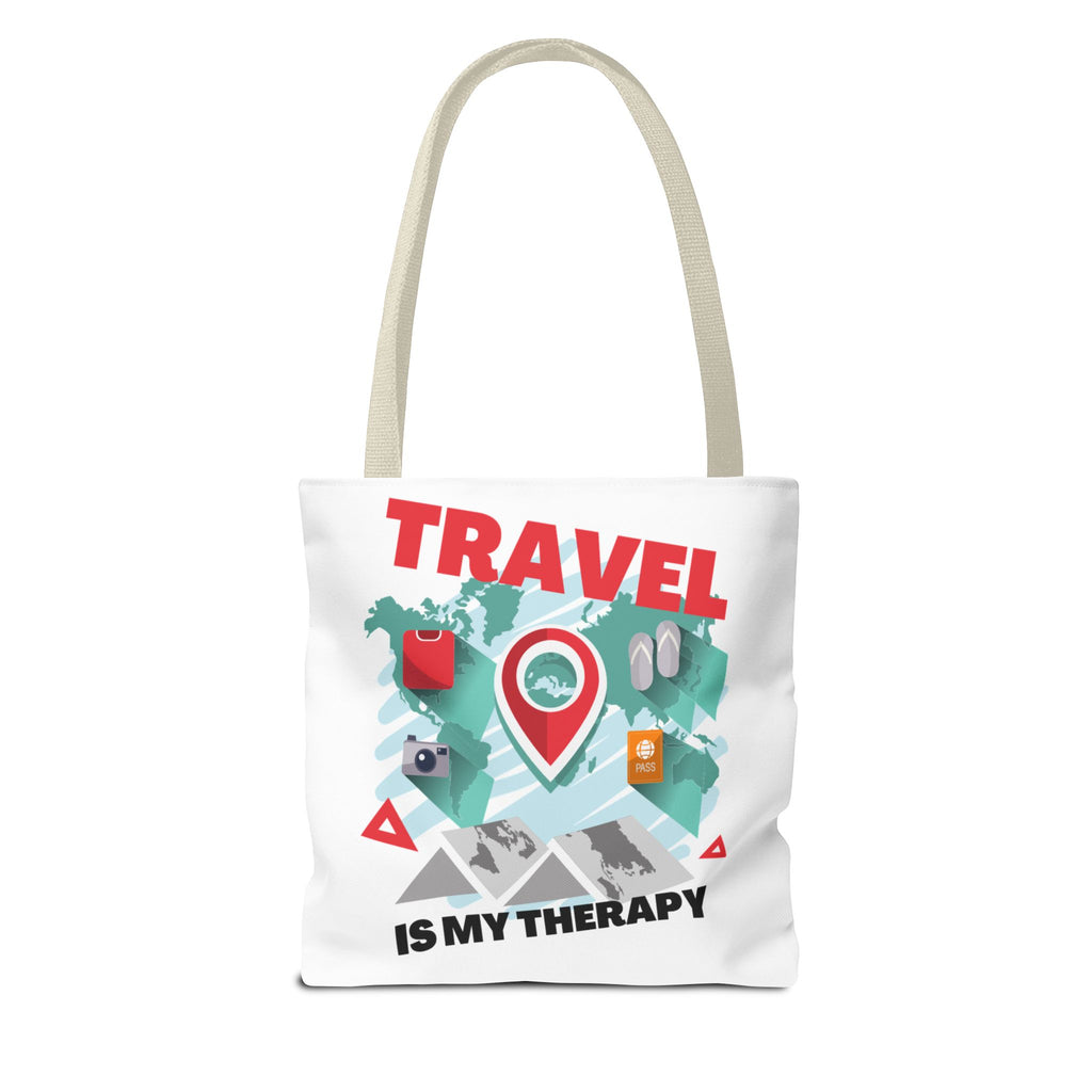 Travel Tote Bag - "Travel Is My Therapy" Canvas Shopper
