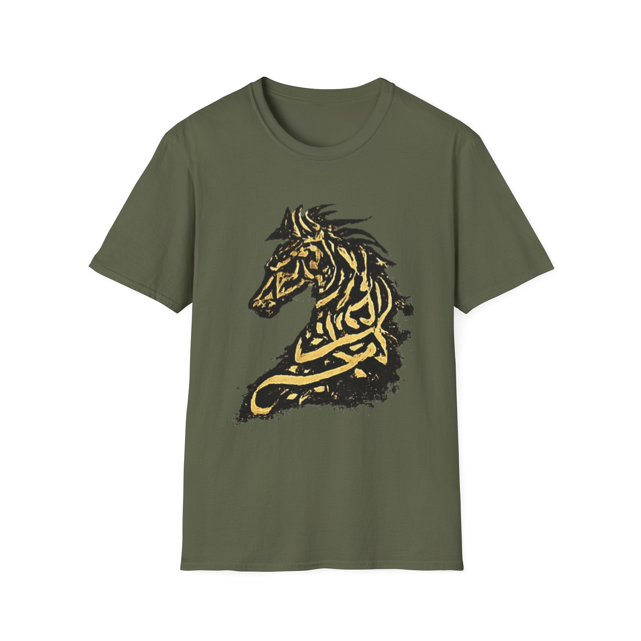 Tribal Gold Horse T-Shirt — Stylized Celtic Stallion Tee
