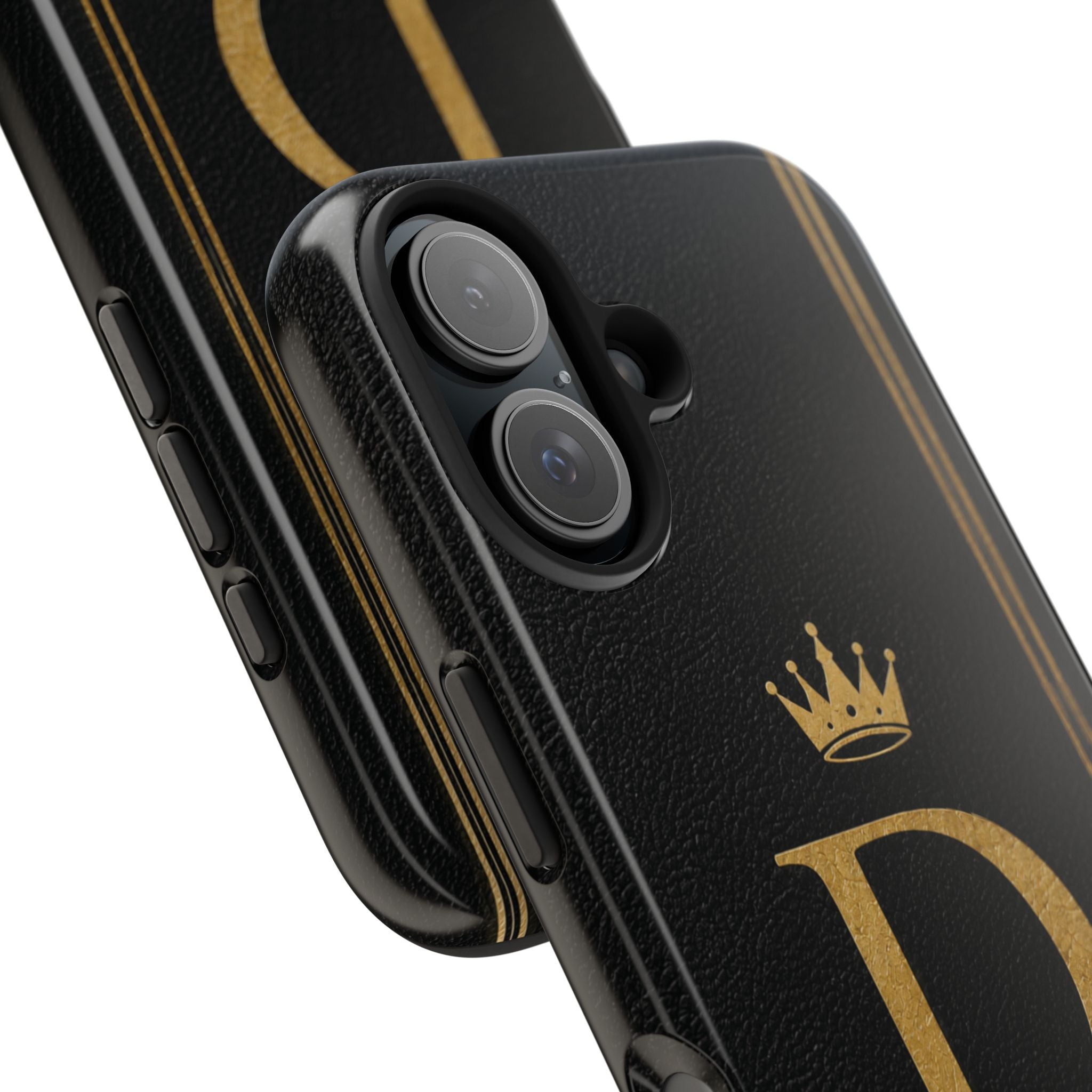 Dad Monogram Tough Phone Case — Black Gold Crown Initial